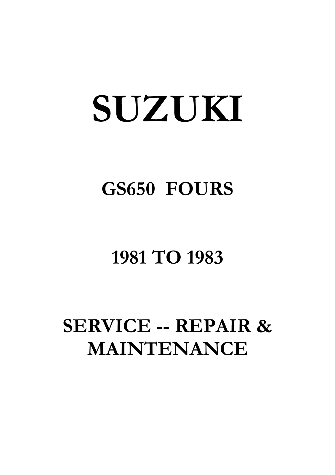 Suzuki GS650 User Manual