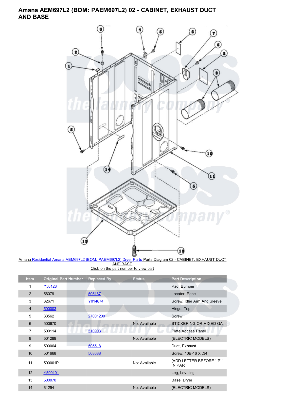 Amana AEM697L2 Parts Diagram