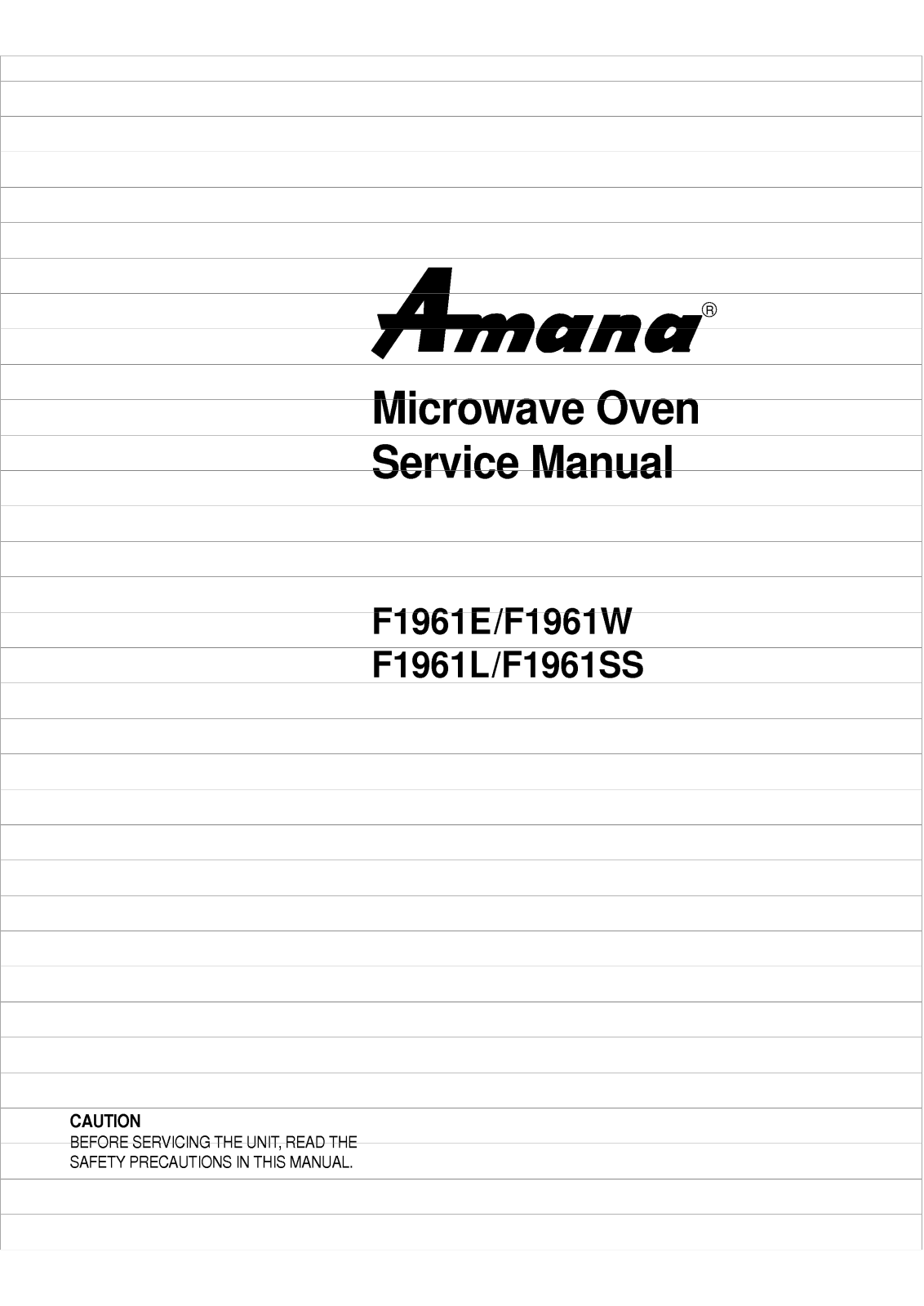 Amana F1961c Service Manual