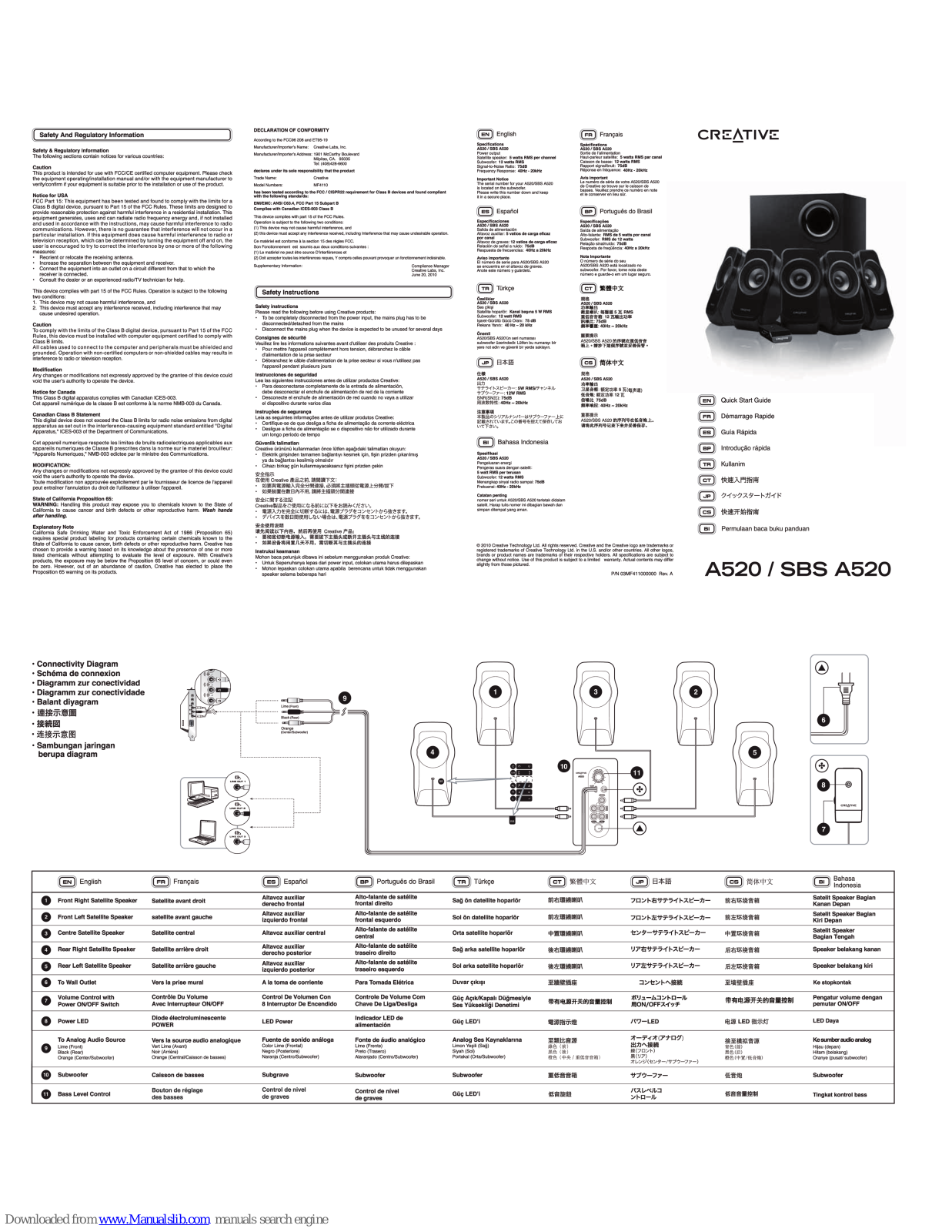 Creative A 520, SBS A 520 Quick Start Manual