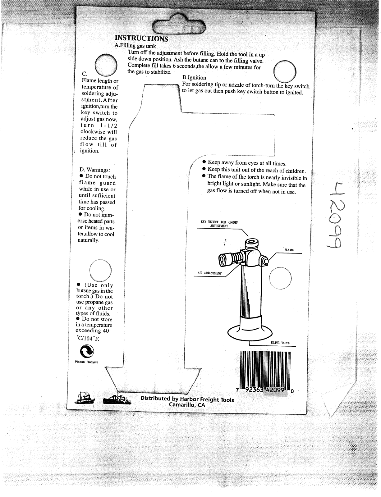 Harbor Freight Tools 42099 Owner's Manual