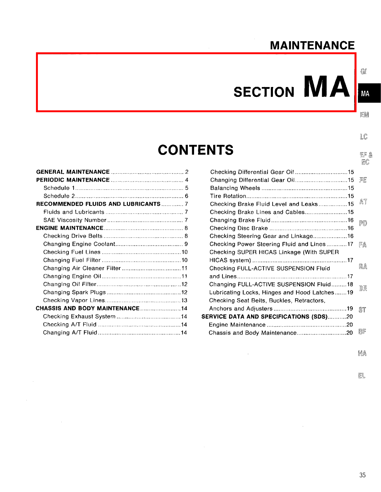 Infiniti Q45 1994 Maintenance Manual