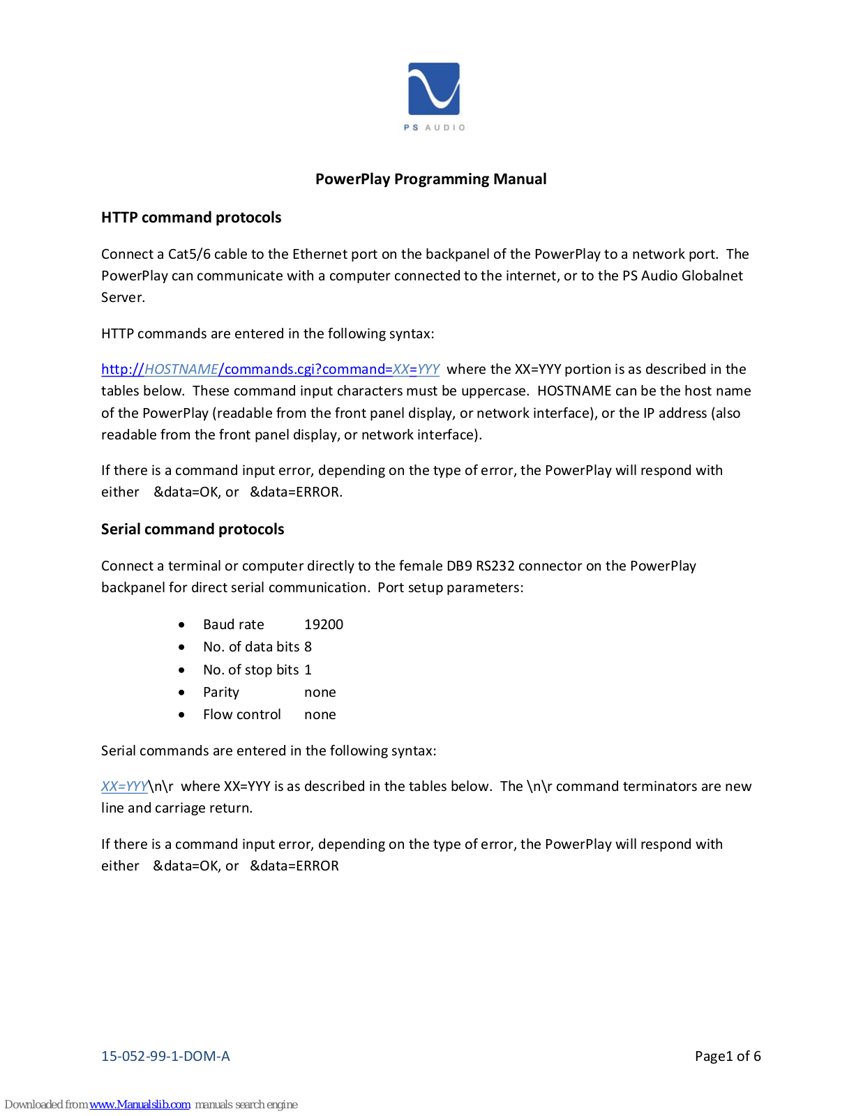 PS Audio PowerPlay Programming Manual - ManualMachine.com