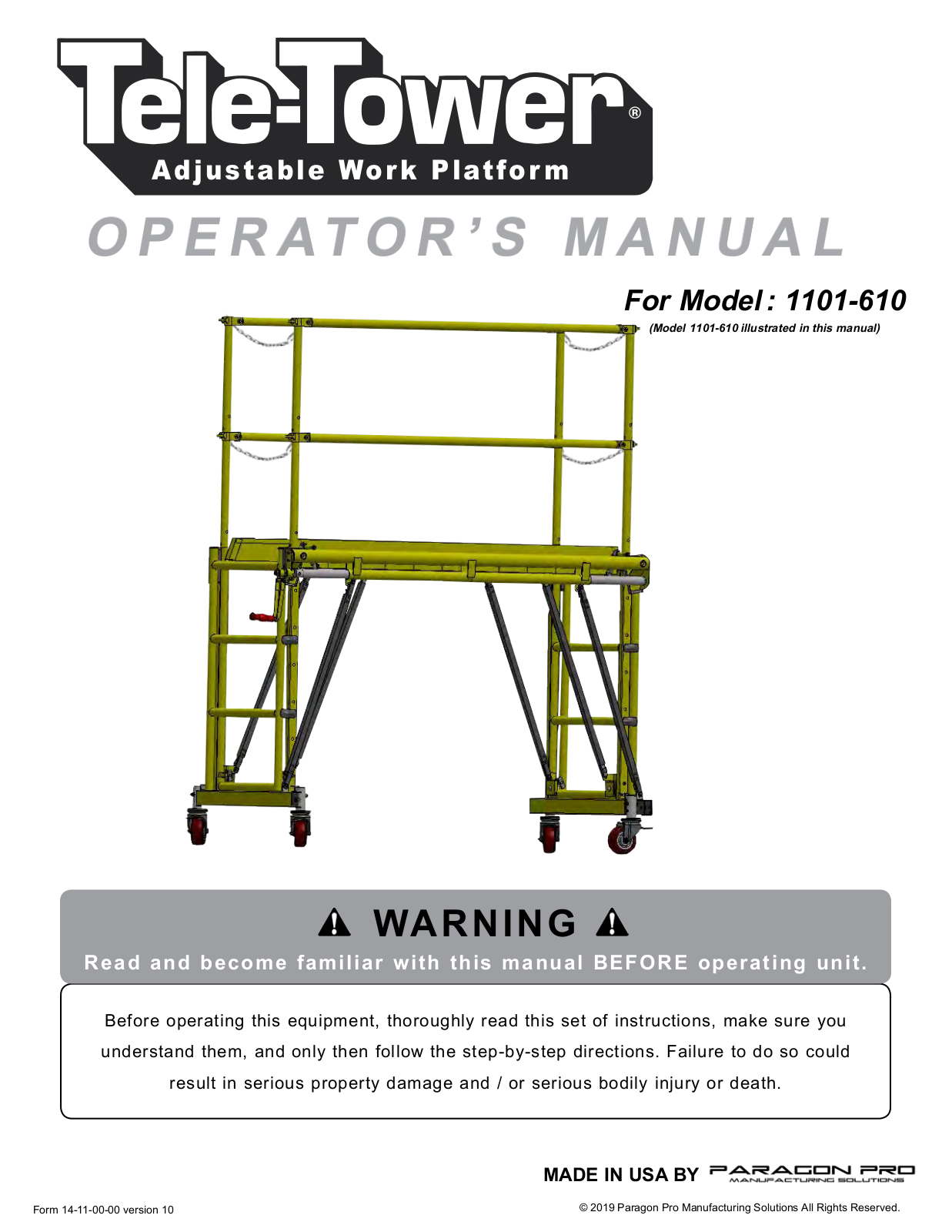 Paragon Pro 1101-610 User Manual