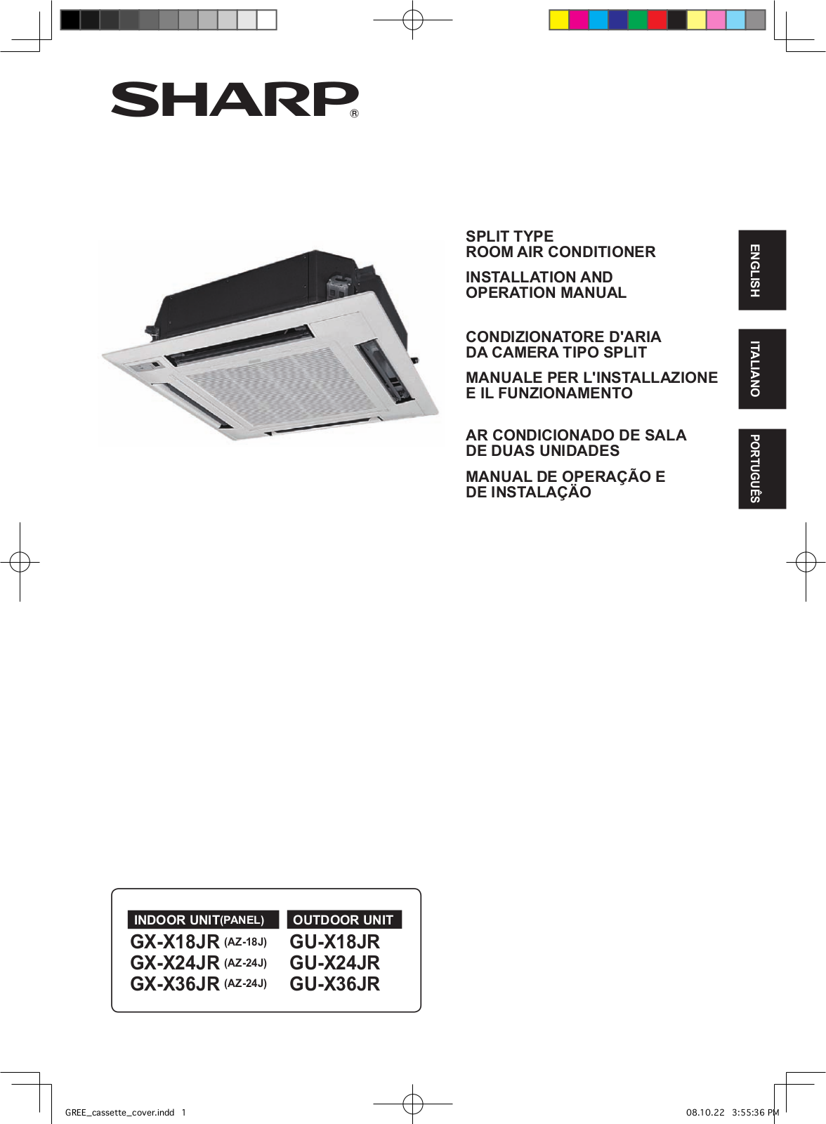 Sharp GX-X36JR, GX-X18JR, GU-X24JR, GU-X36JR, GX-X24JR User Manual