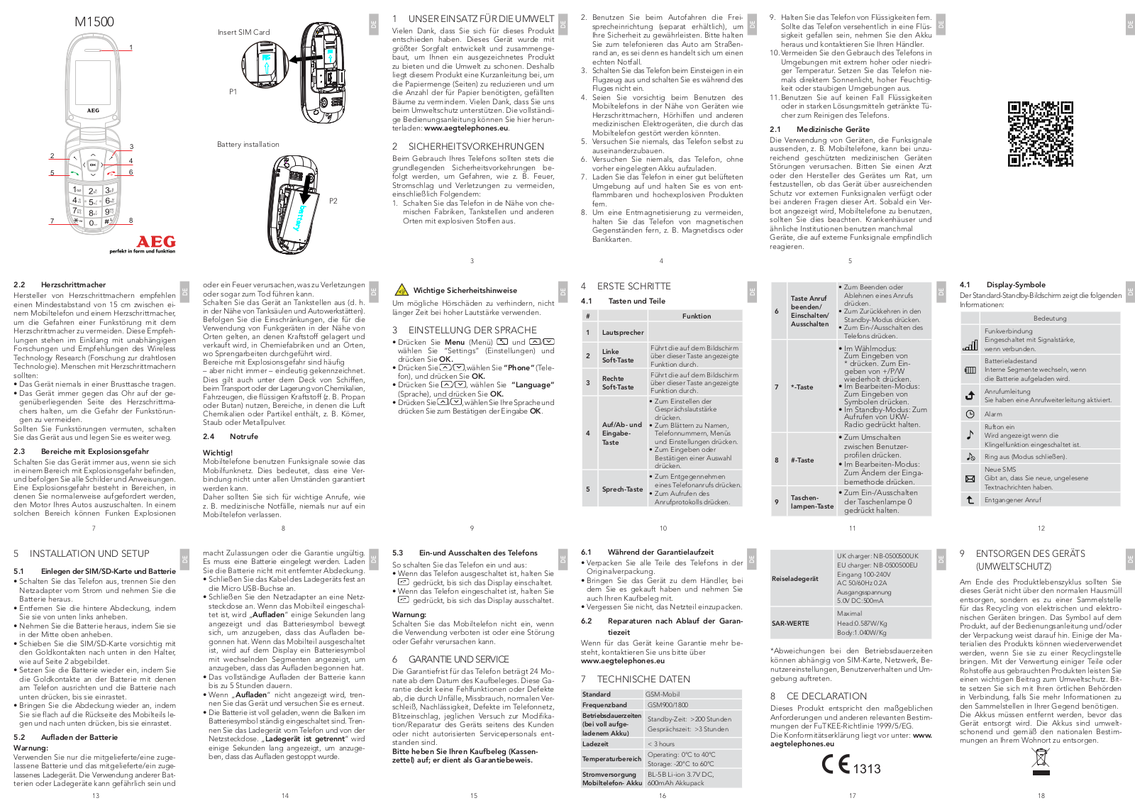 AEG M1500 User guide