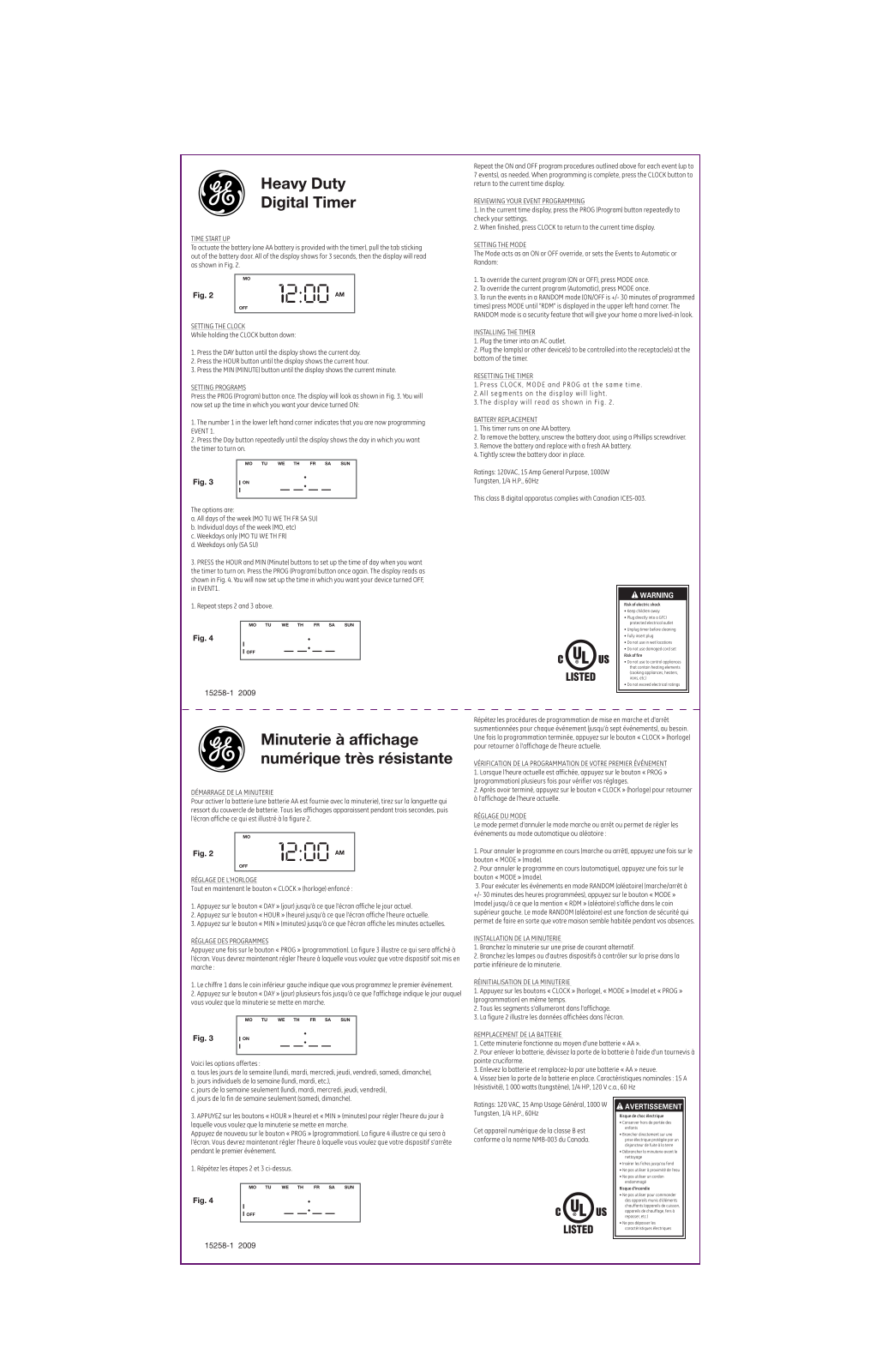 GE Outdoor 15258 Owner's Manual