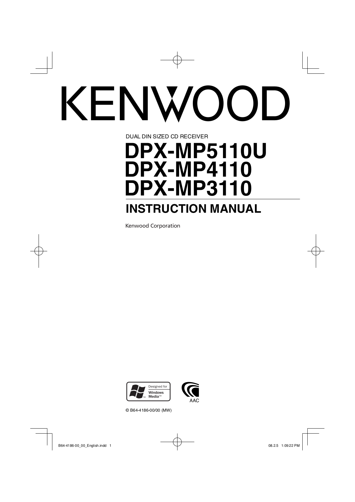 Kenwood DPX-MP3110, DPX-MP5110U, DPX-MP4110 User Manual