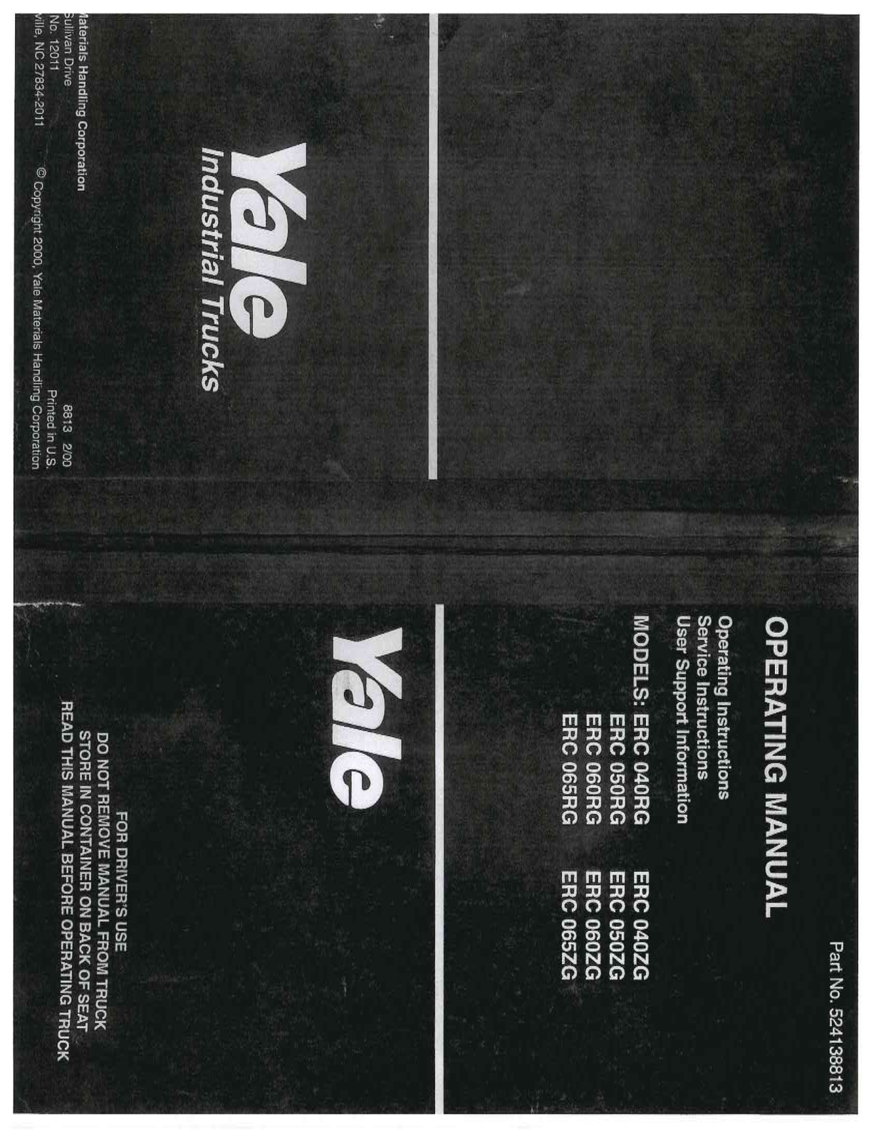 Yale ERC065ZG, ERC065RG, ERC060ZG, ERC060RG, ERC050ZG Service Manual