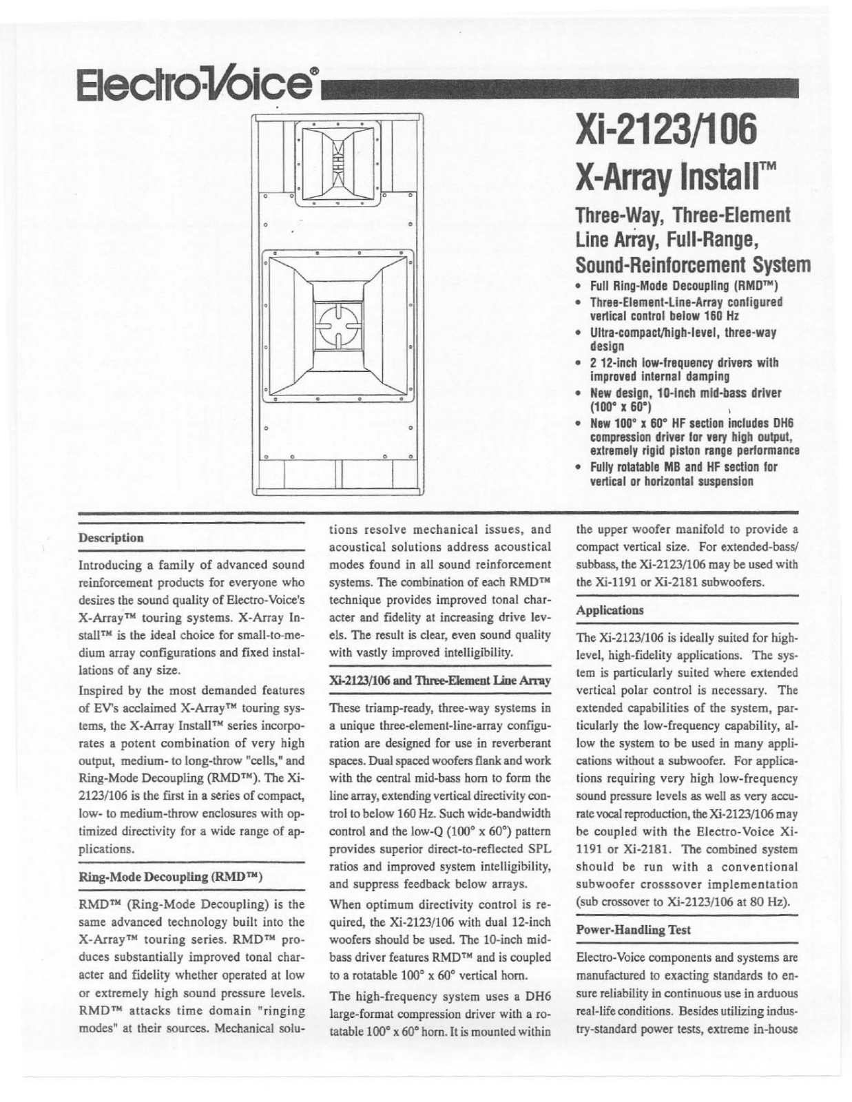 Electro-voice XI-2123-106 DATASHEET