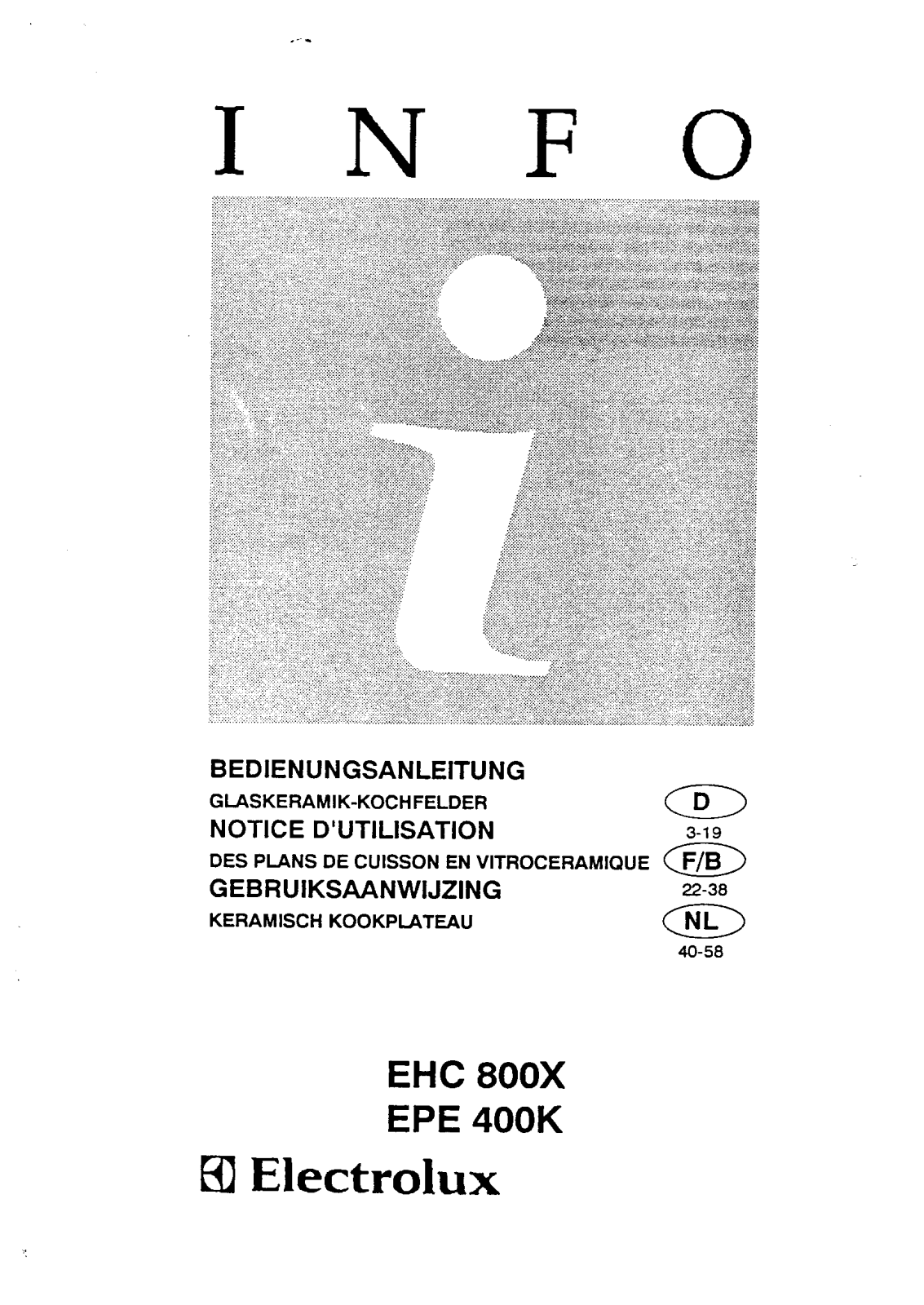 electrolux ehc800x, epe 400k User Manual