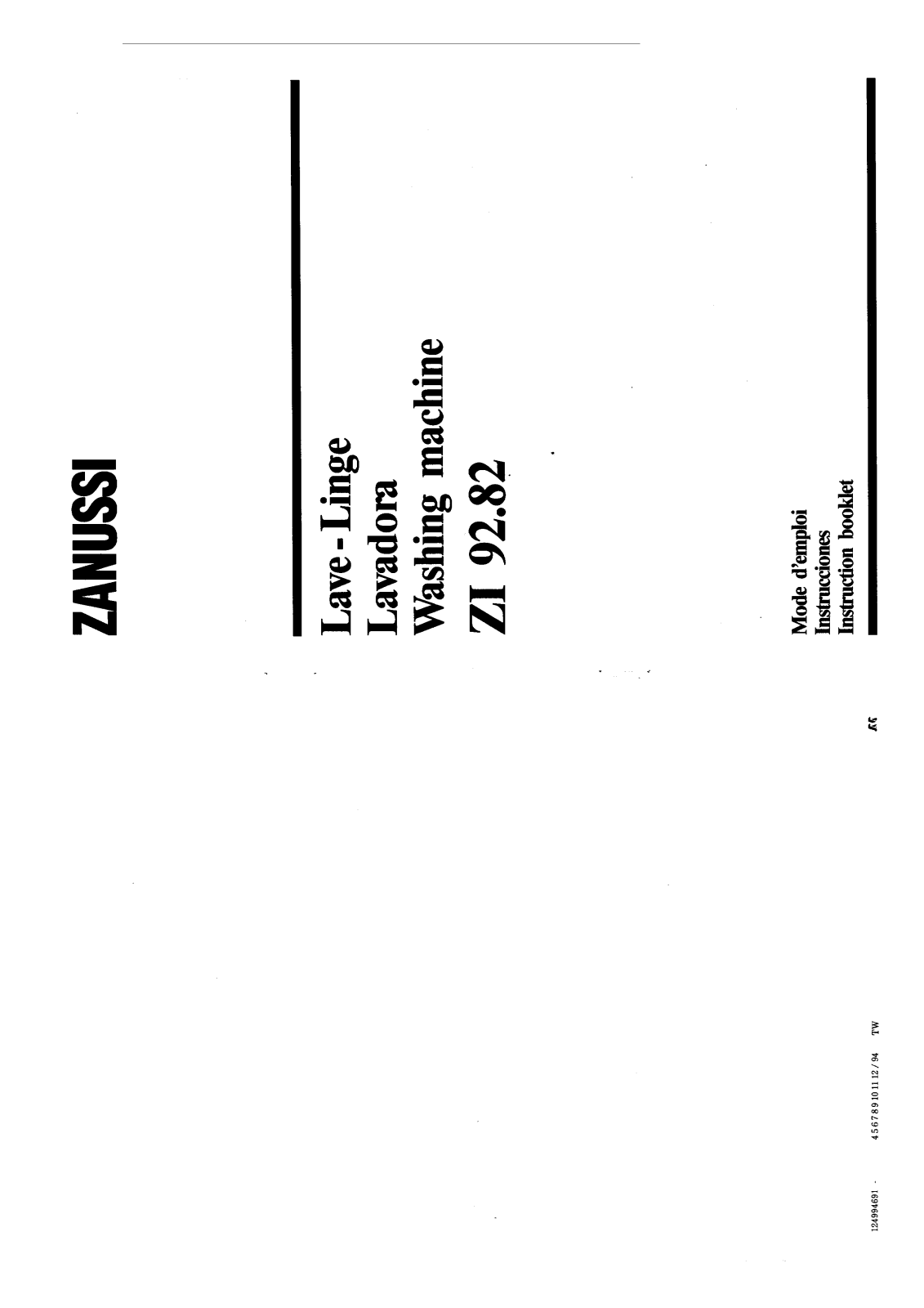 Zanussi ZI92.82 USER MANUAL