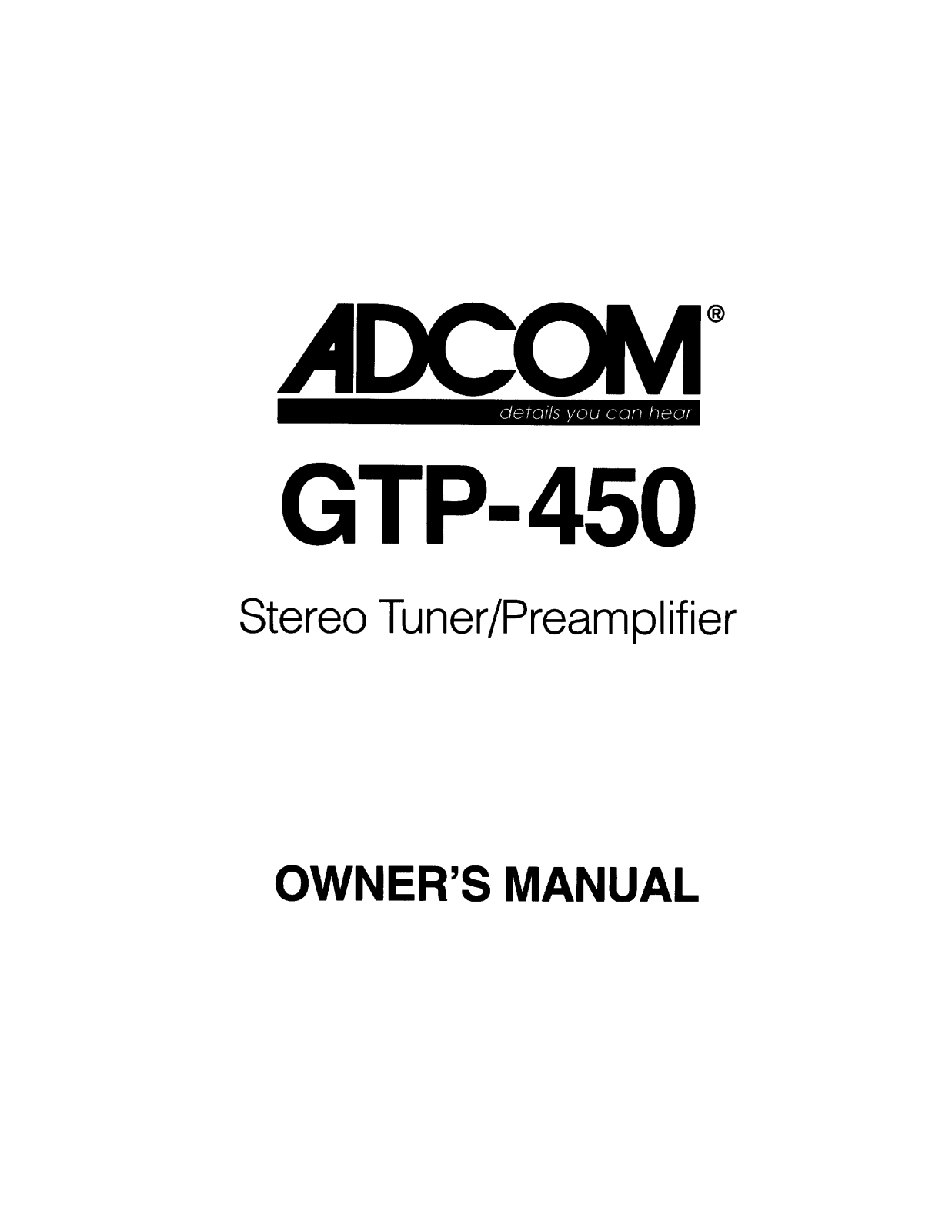 Adcom GTP-450 Owners manual