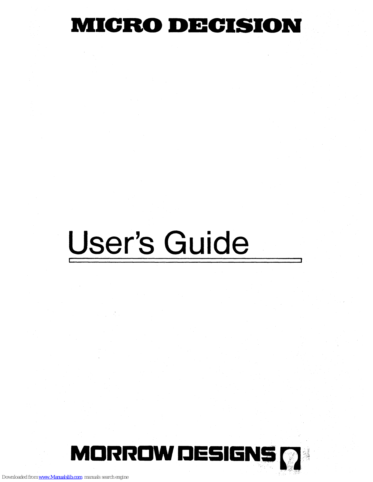 Morrow Micro Decision User Manual - ManualMachine.com