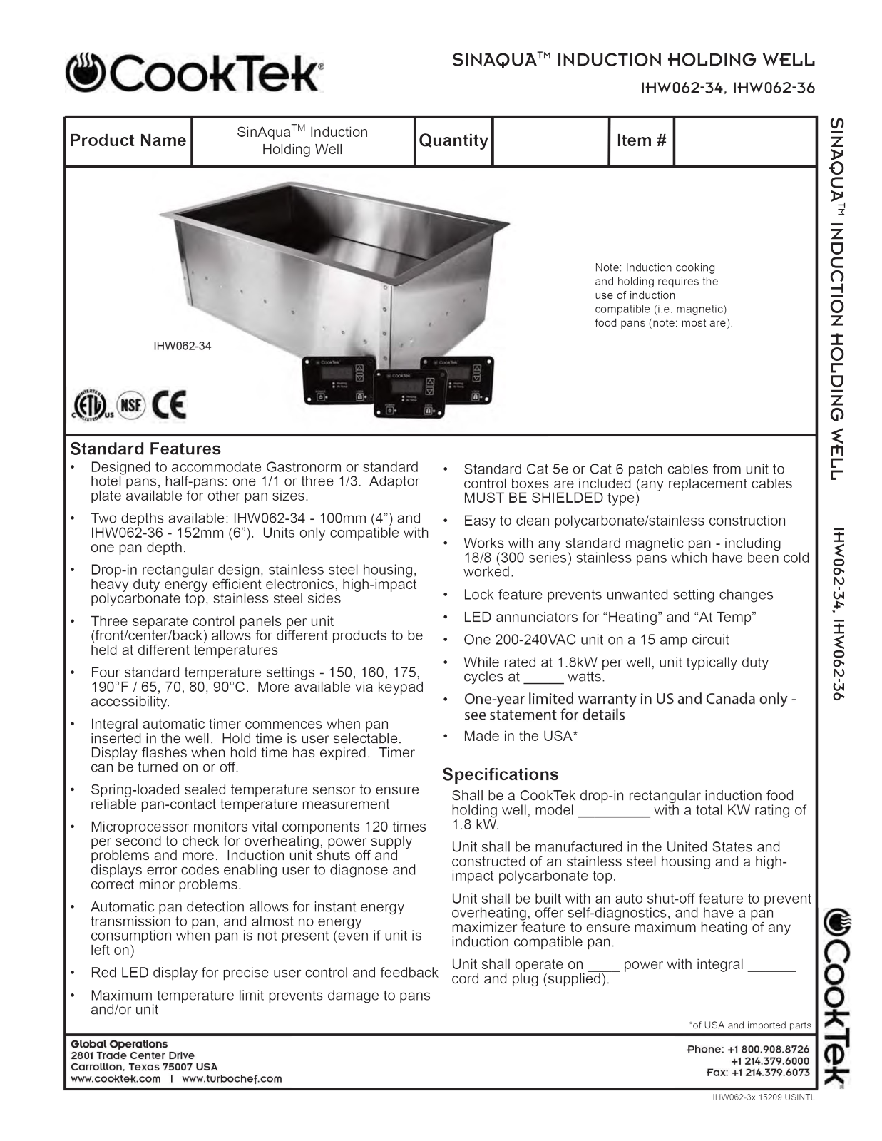 Cooktek IHW062-34 User Manual