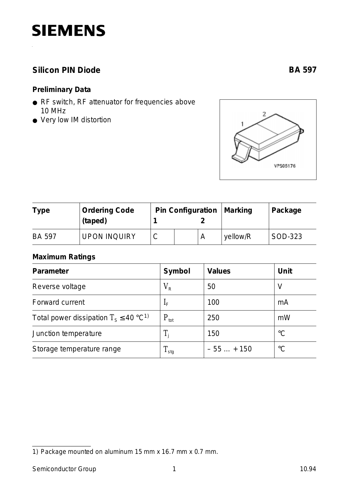 Siemens BA597 Datasheet