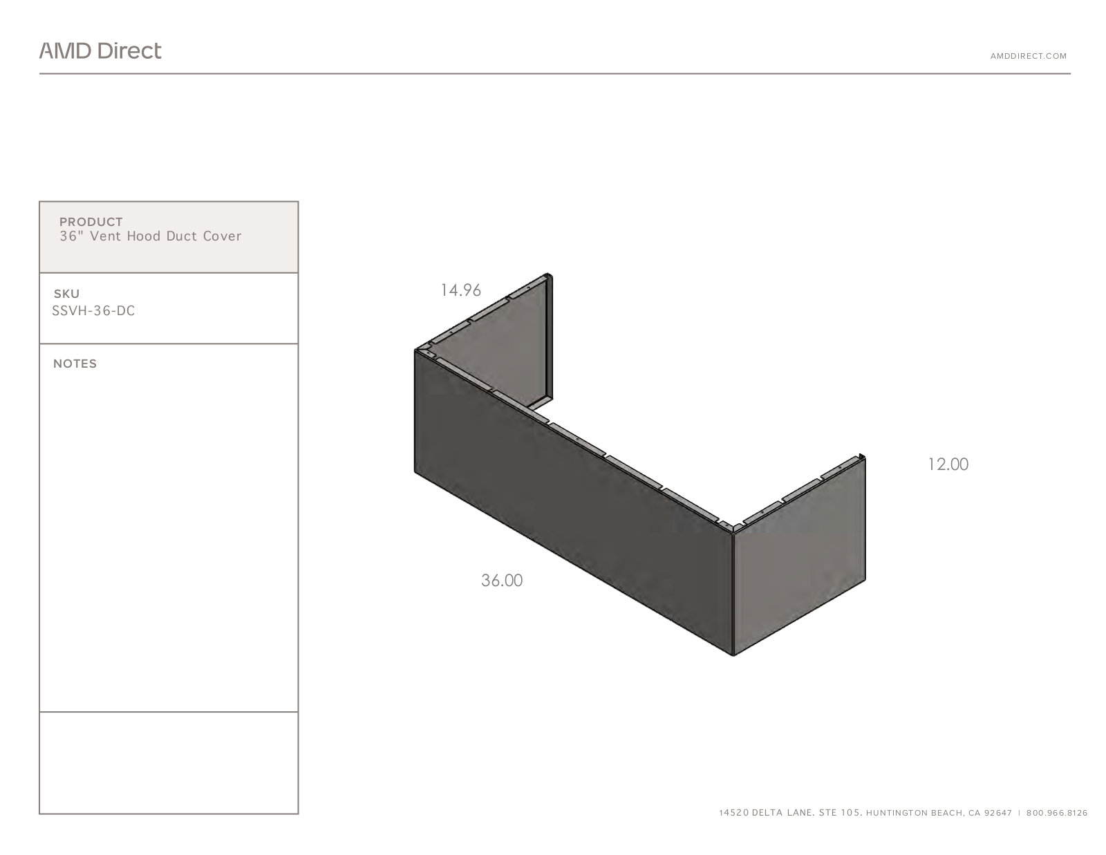 Summerset SSVH-36-DC Line Drawing - ManualMachine.com