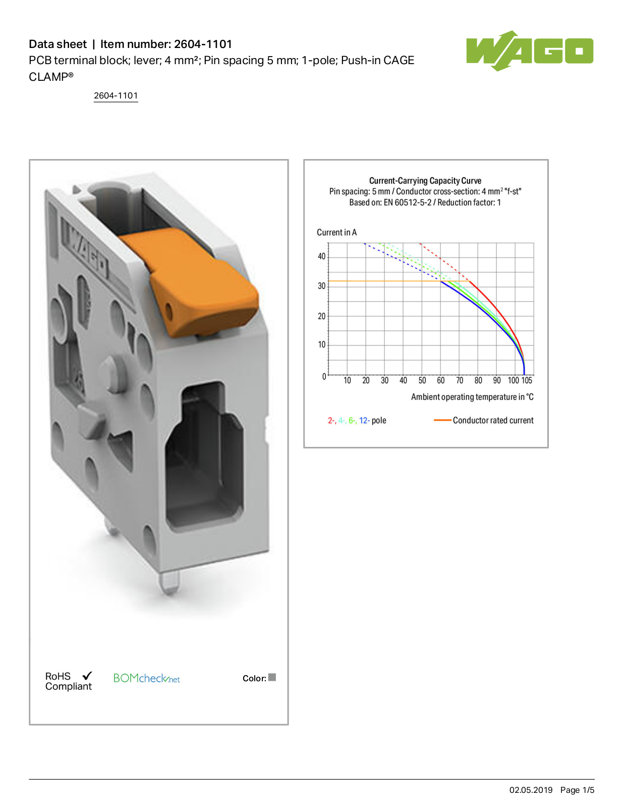 Wago 2604-1101 Data Sheet