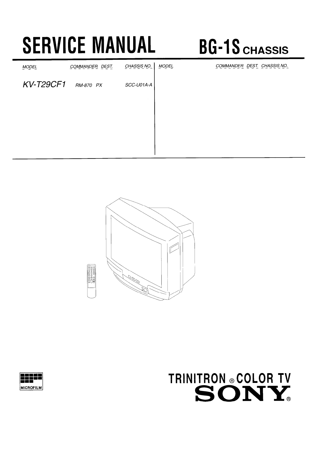 SONY KV-T29CF1 SERVICE MANUAL