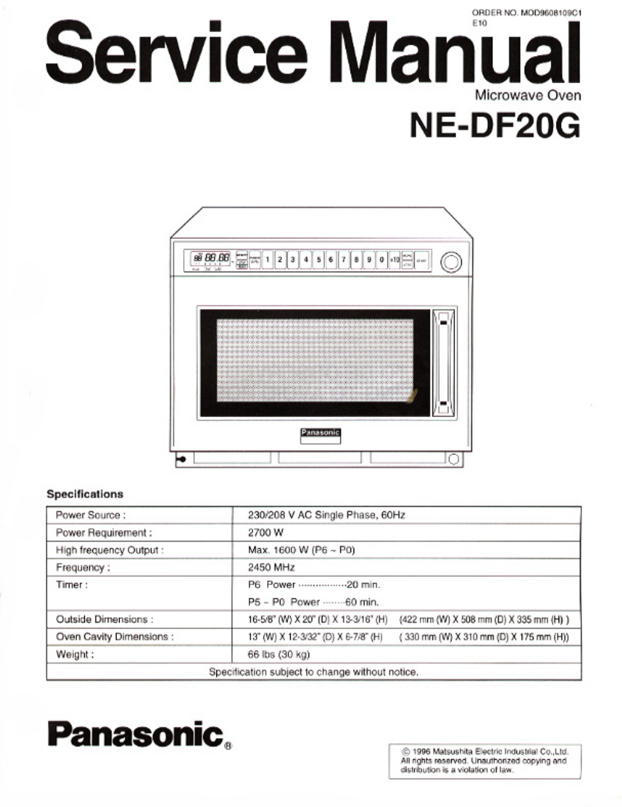 Panasonic ne-df20 service manual