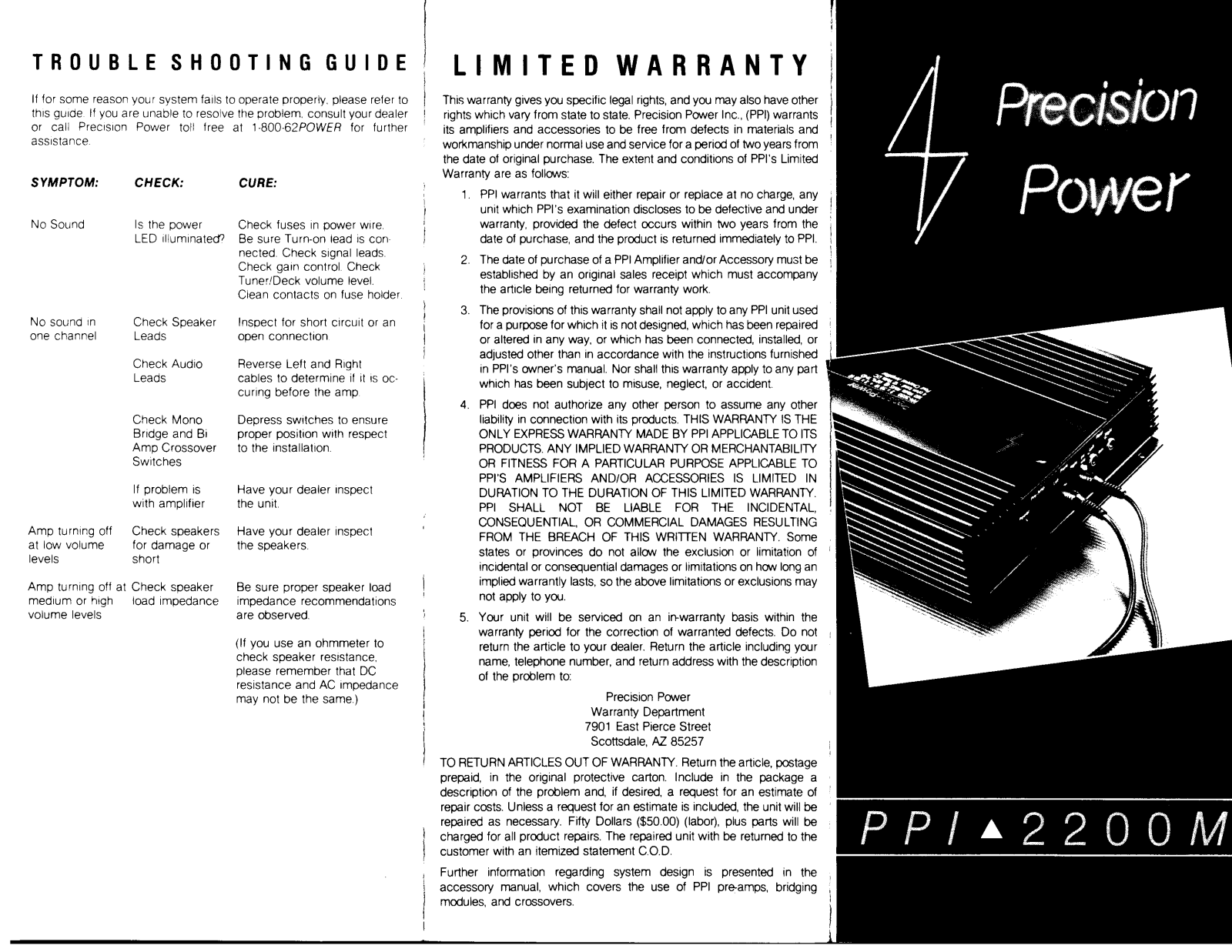 Precision Power PPI 2200M Owners Manual