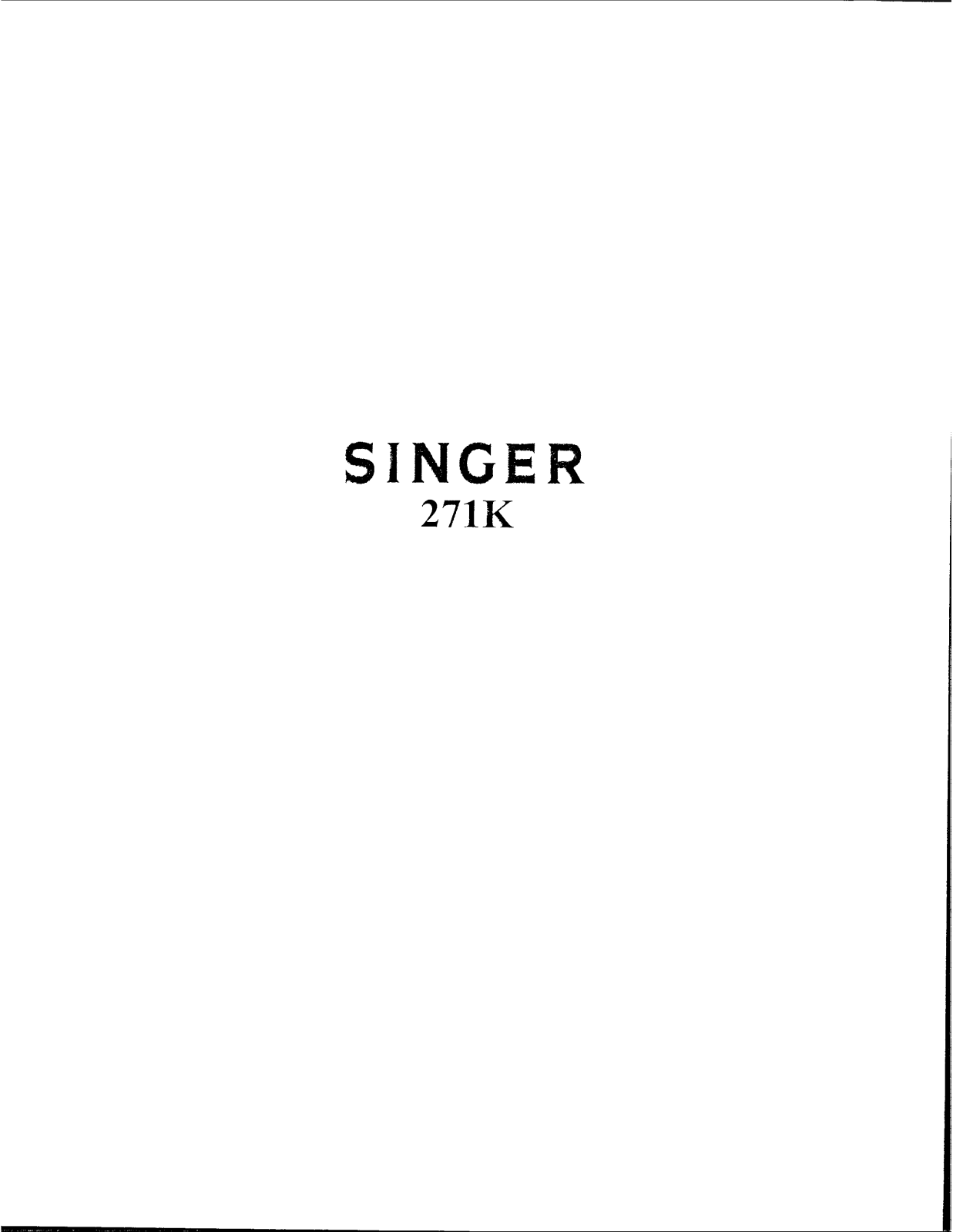 Singer 271K User Manual