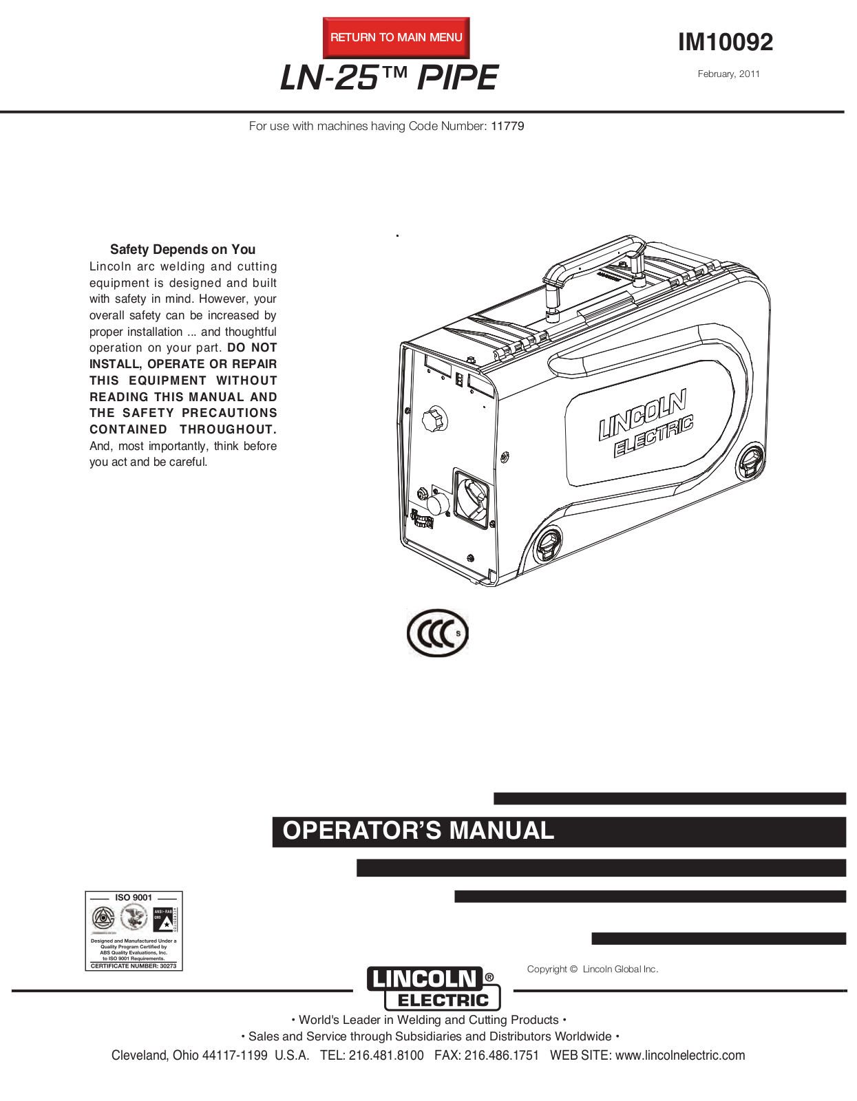 Lincoln Electric LN-25 User Manual