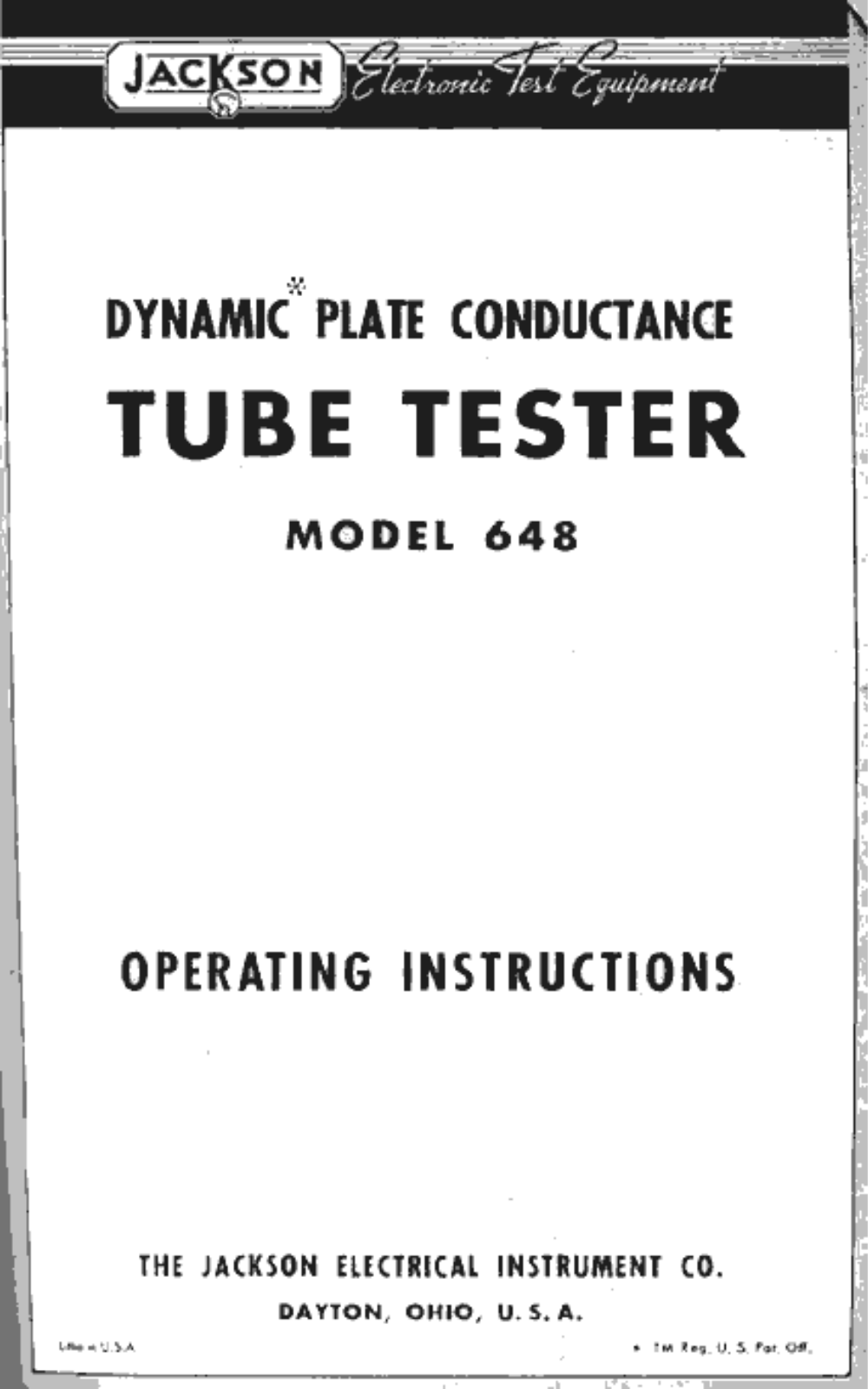 Jackson 648 Service Manual