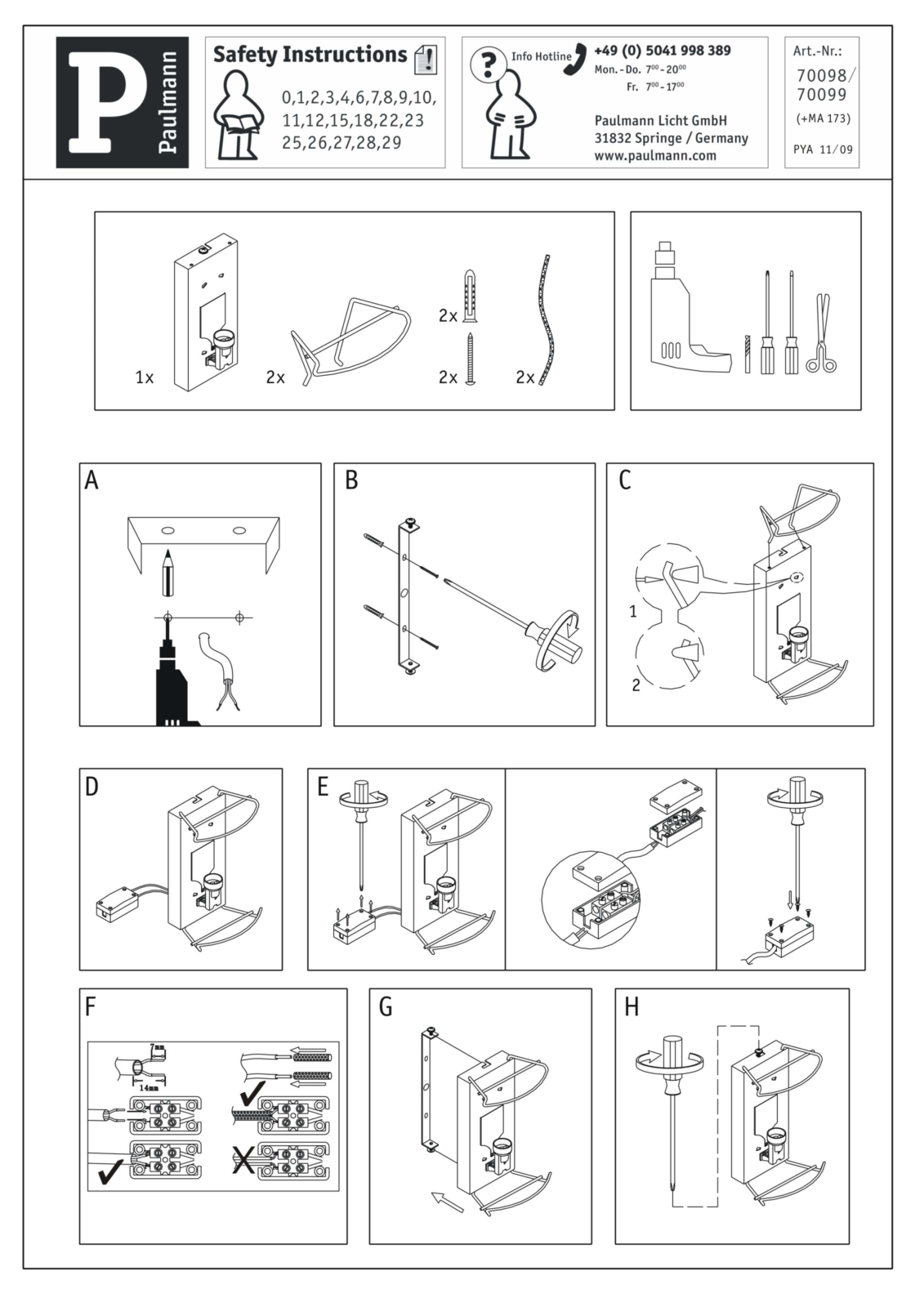 Paulmann 70098, 70099 Safety instructions - ManualMachine.com
