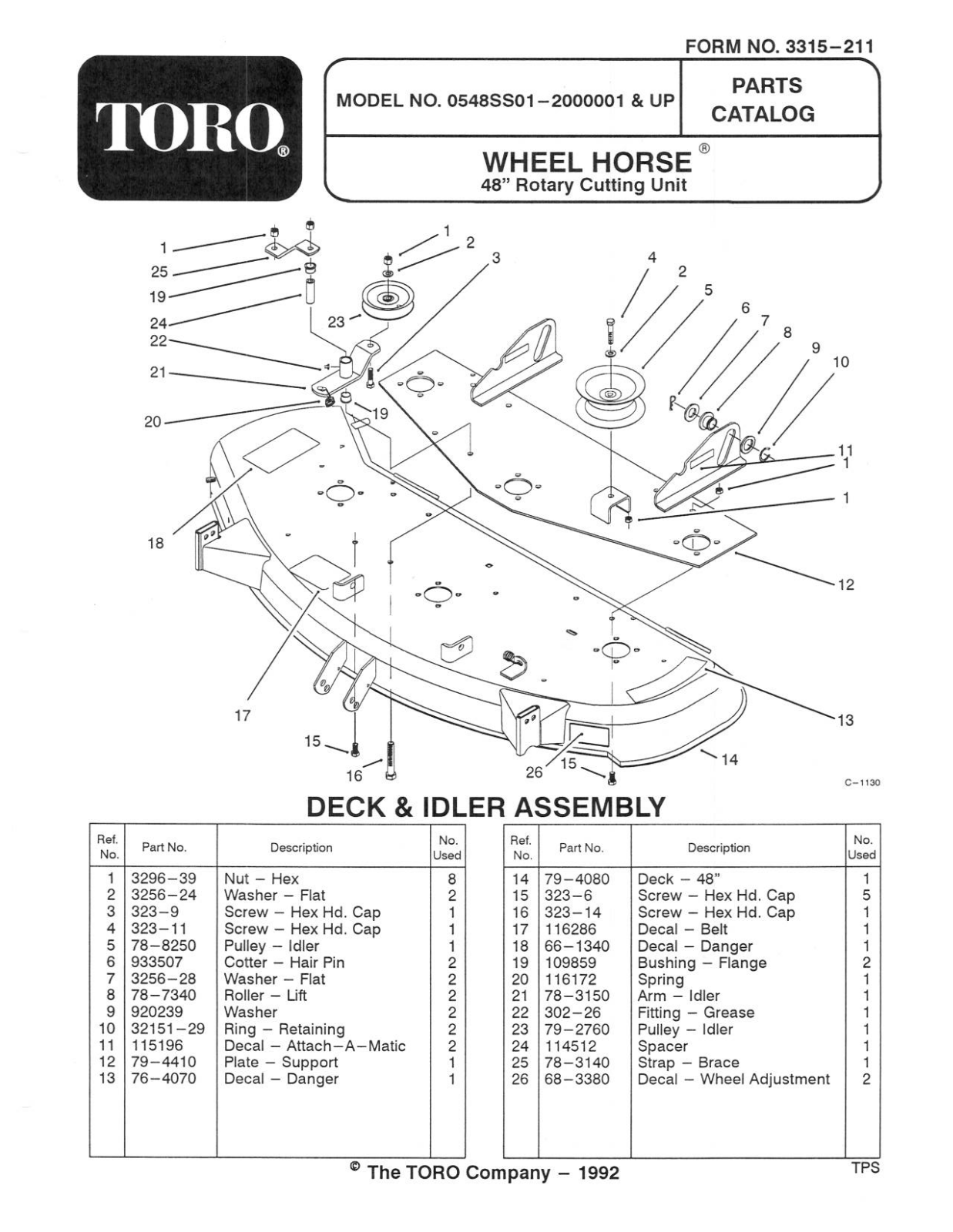 Toro 05-48SS01 Parts Catalogue