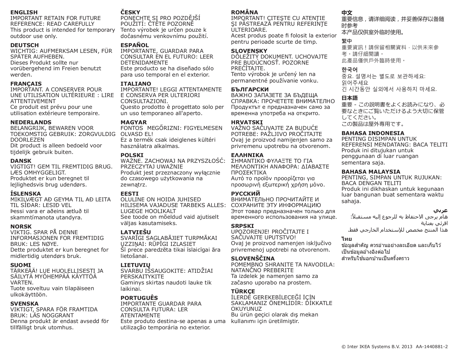 Ikea 00312025 User Manual