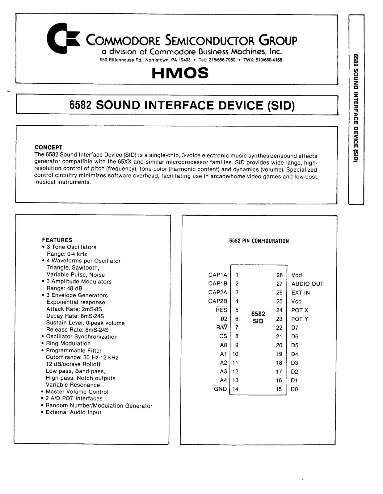 Commodore Semiconductor Group 6582 User Manual