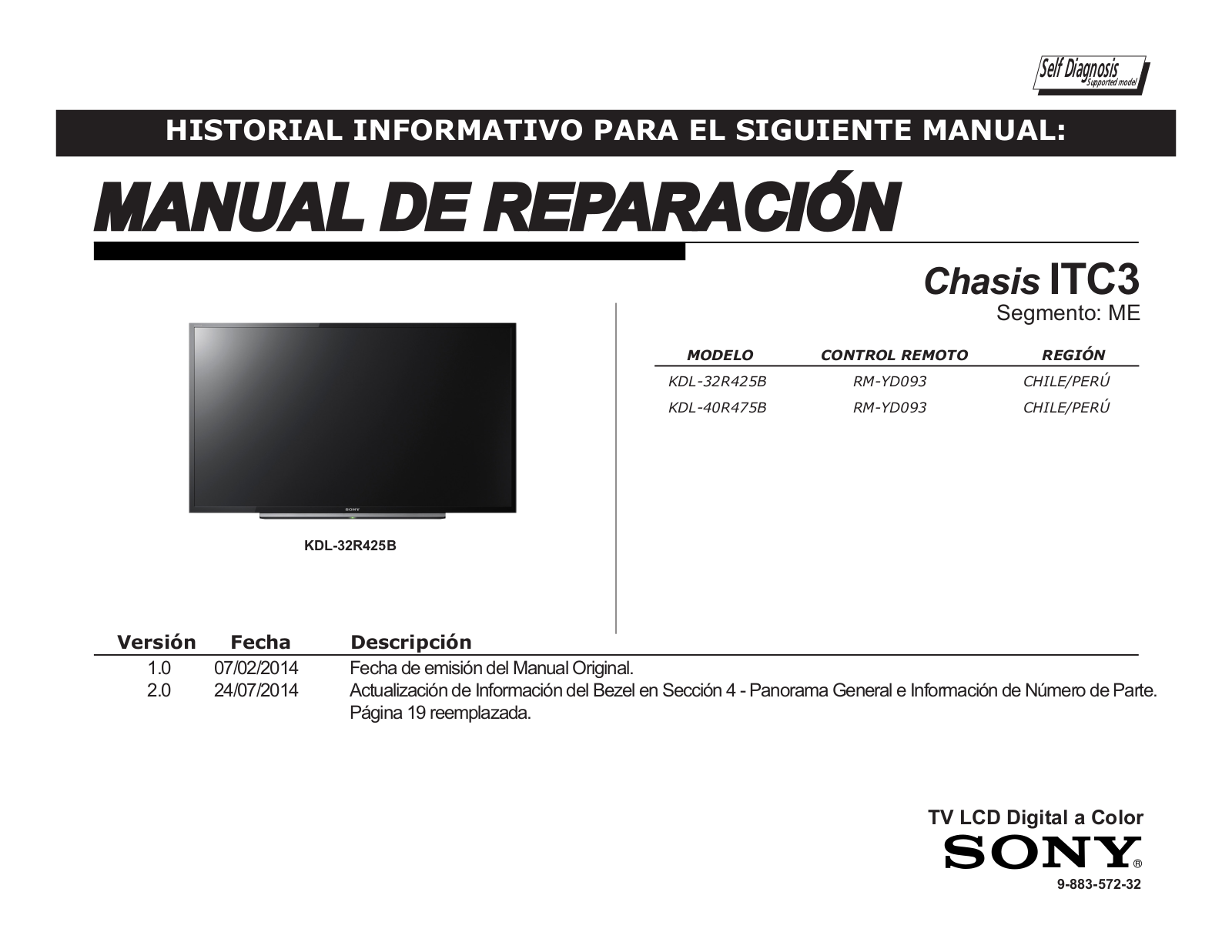 Sony KDL-32R425B, KDL-40R475B Schematic