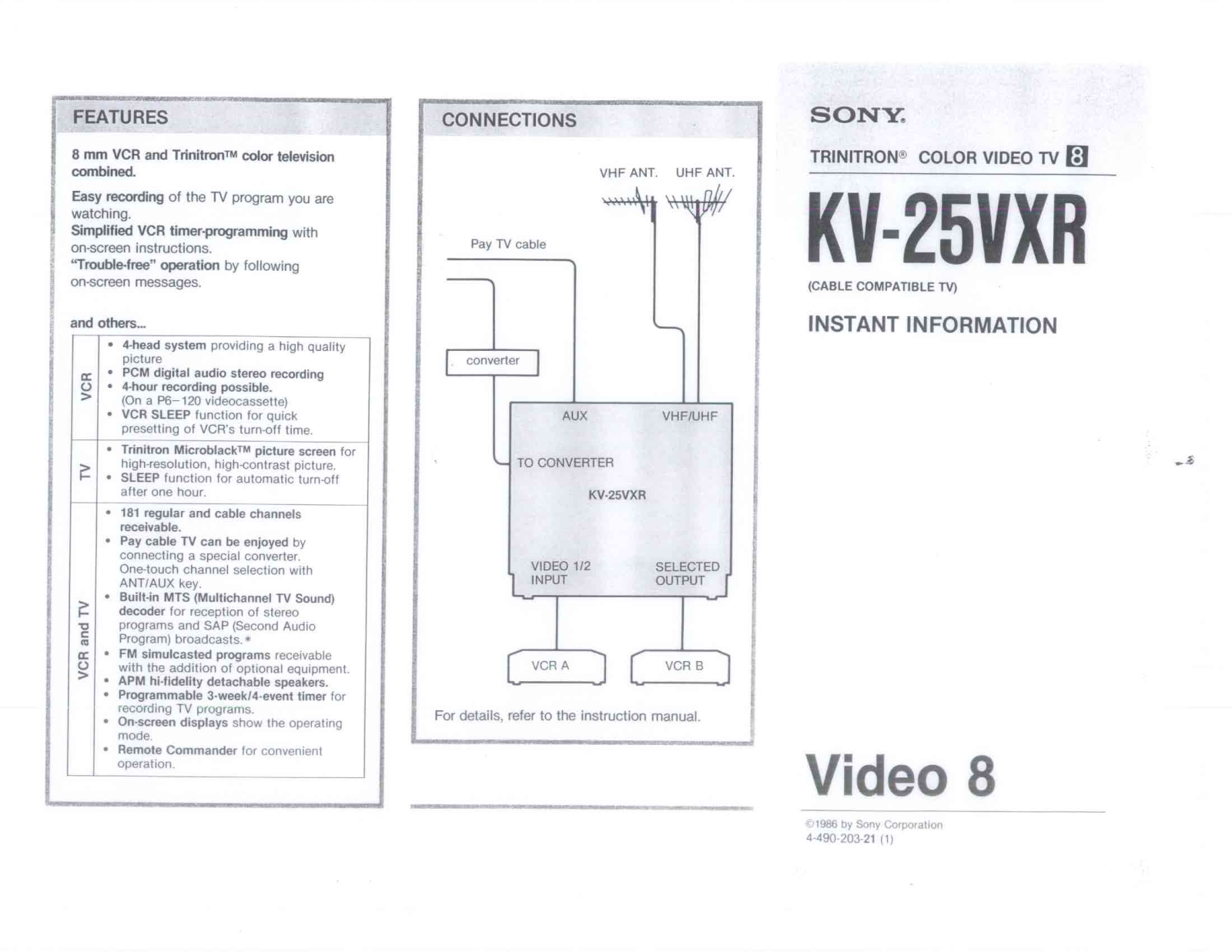 Sony KV-25VXR User Manual