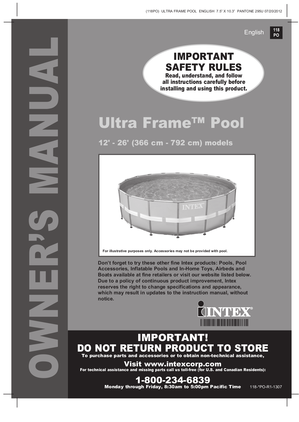 Intex 18 FT X 52 IN ULTRA FRAME POOL User Manual