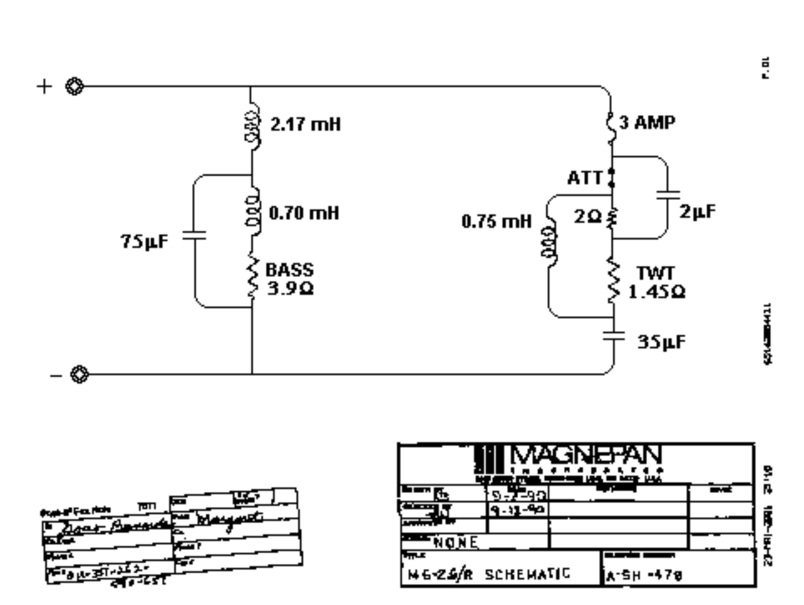 Magnepan MG-2.6 Schematic