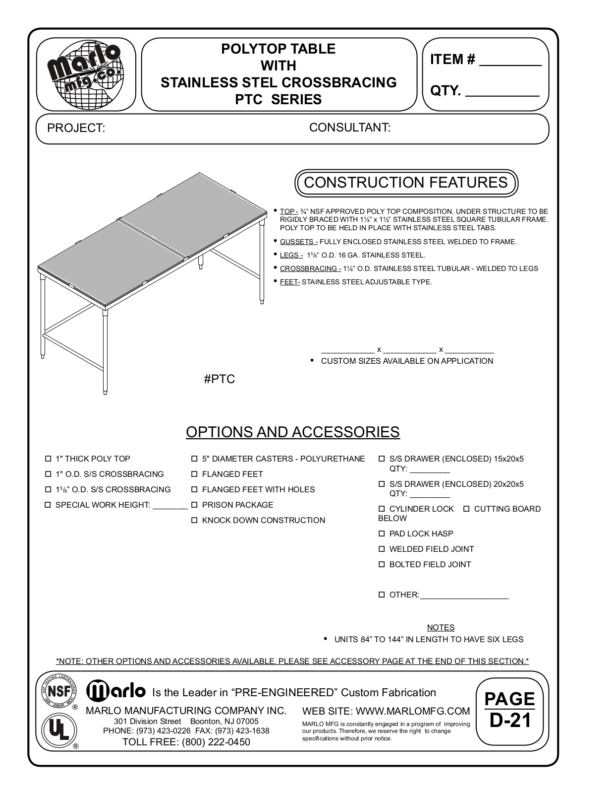 Marlo PTC10830 User Manual