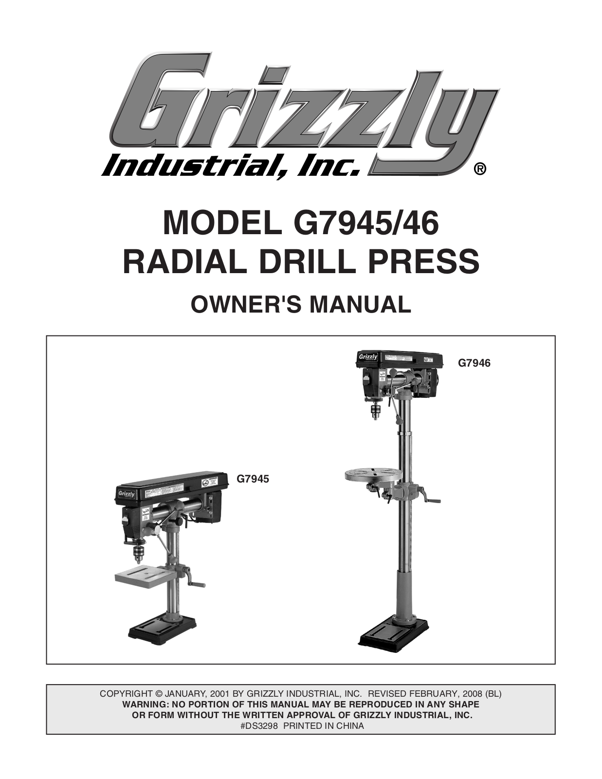 Grizzly G7945 User Manual