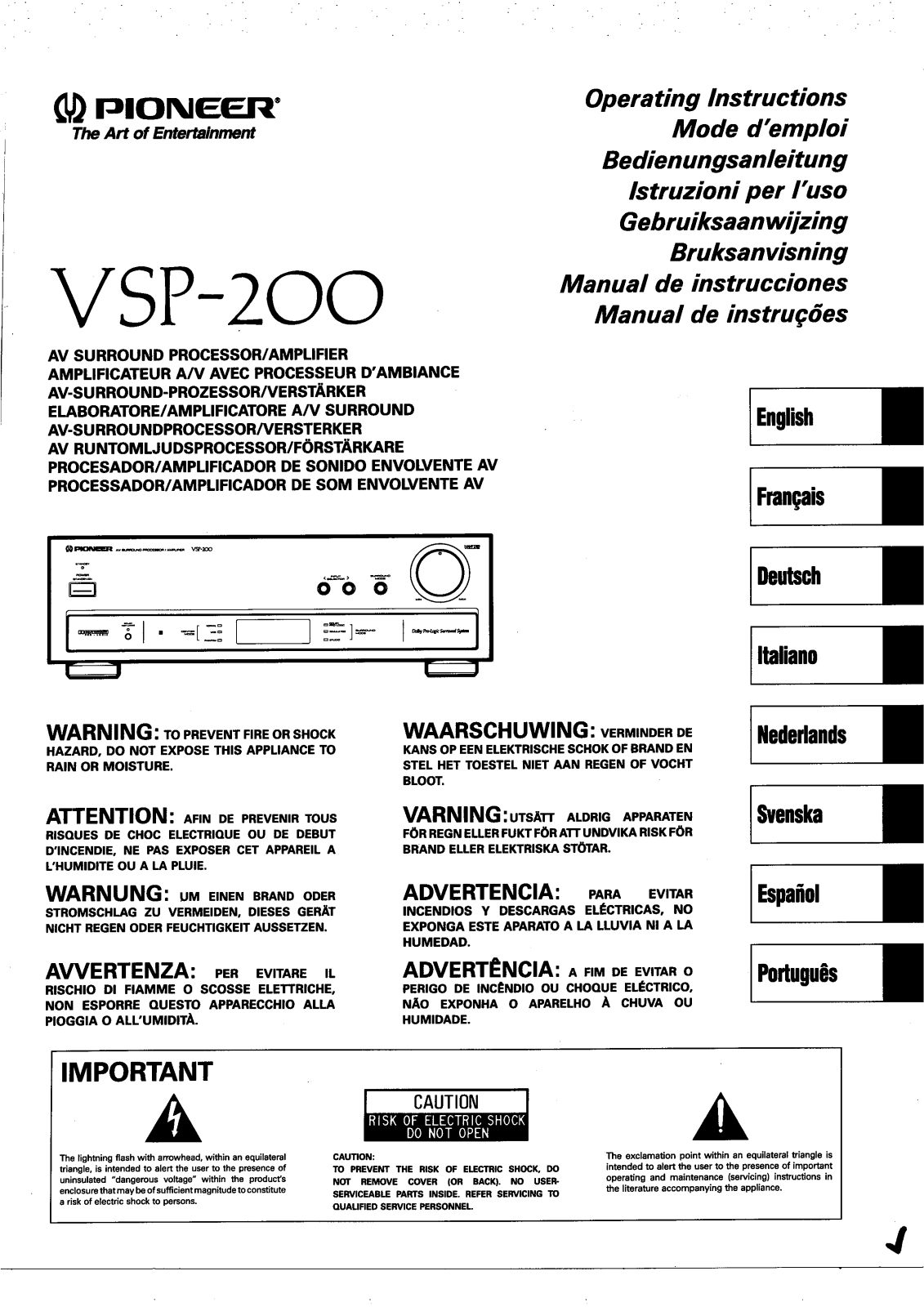 Pioneer VSP-200 Manual