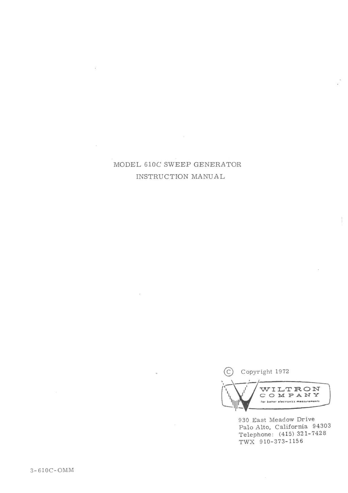 Wiltron 610C Service manual