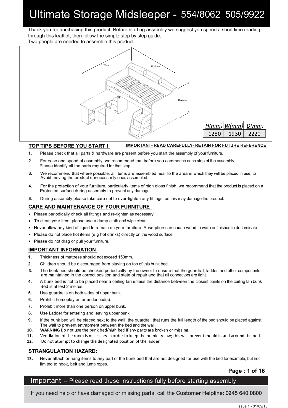 Argos 150.96.053A ASSEMBLY INSTRUCTIONS