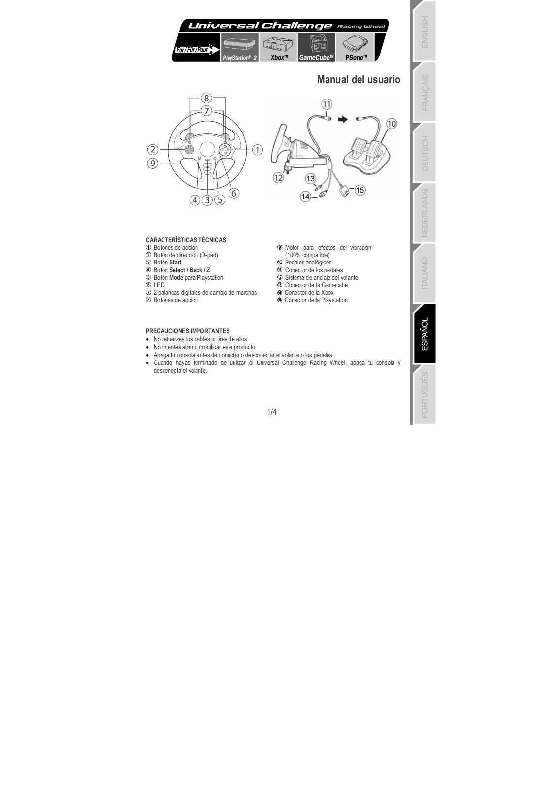 Thrustmaster UNIVERSAL CHALLENGE RACING WHEEL User Manual