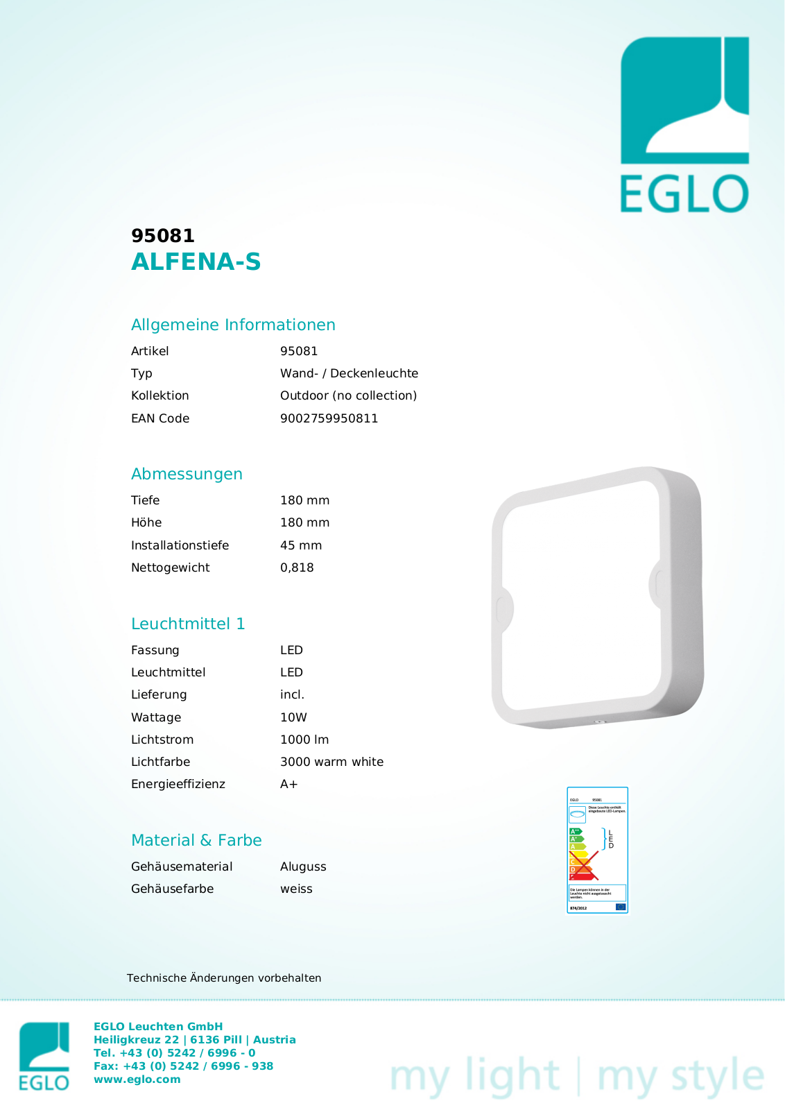 Eglo 95081 Service Manual