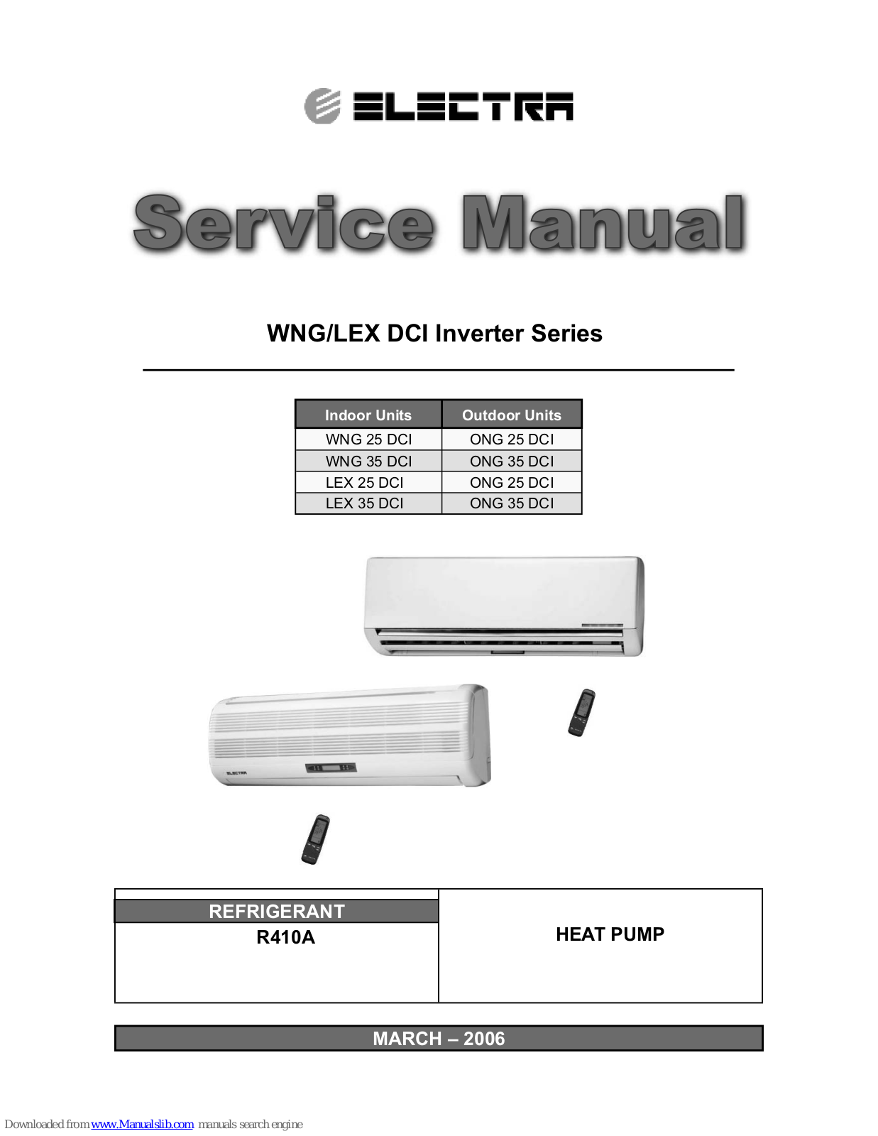 Electra WNG 25 DCI, ONG 25 DCI, ONG 35 DCI, LEX 25 DCI, LEX 35 DCI Service Manual