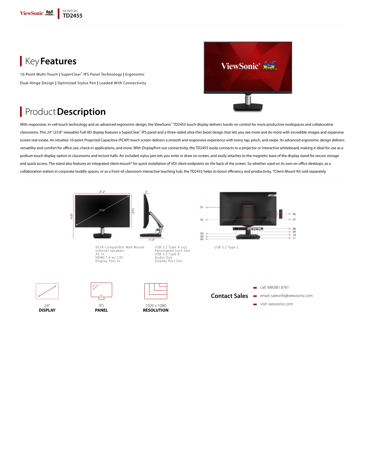 ViewSonic TD2455 User Manual