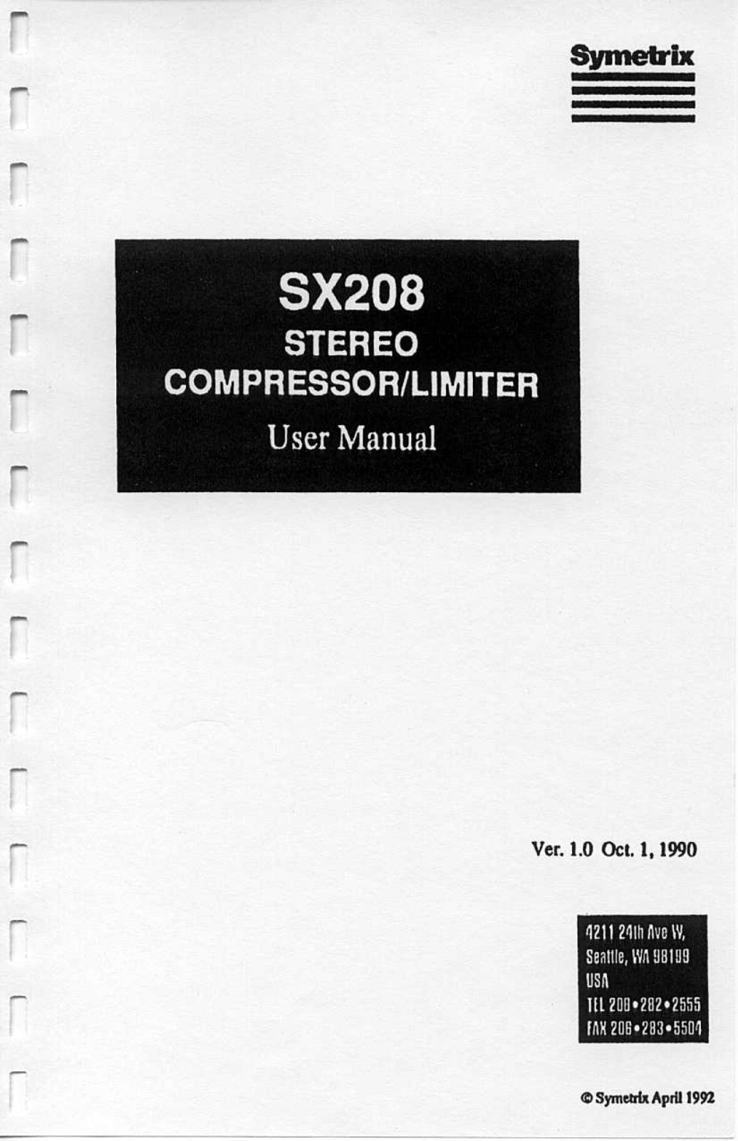 Symetrix SX208-ug User Manual