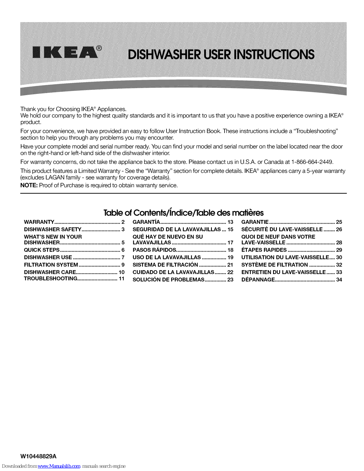 IKEA W10448829A User Instructions - ManualMachine.com