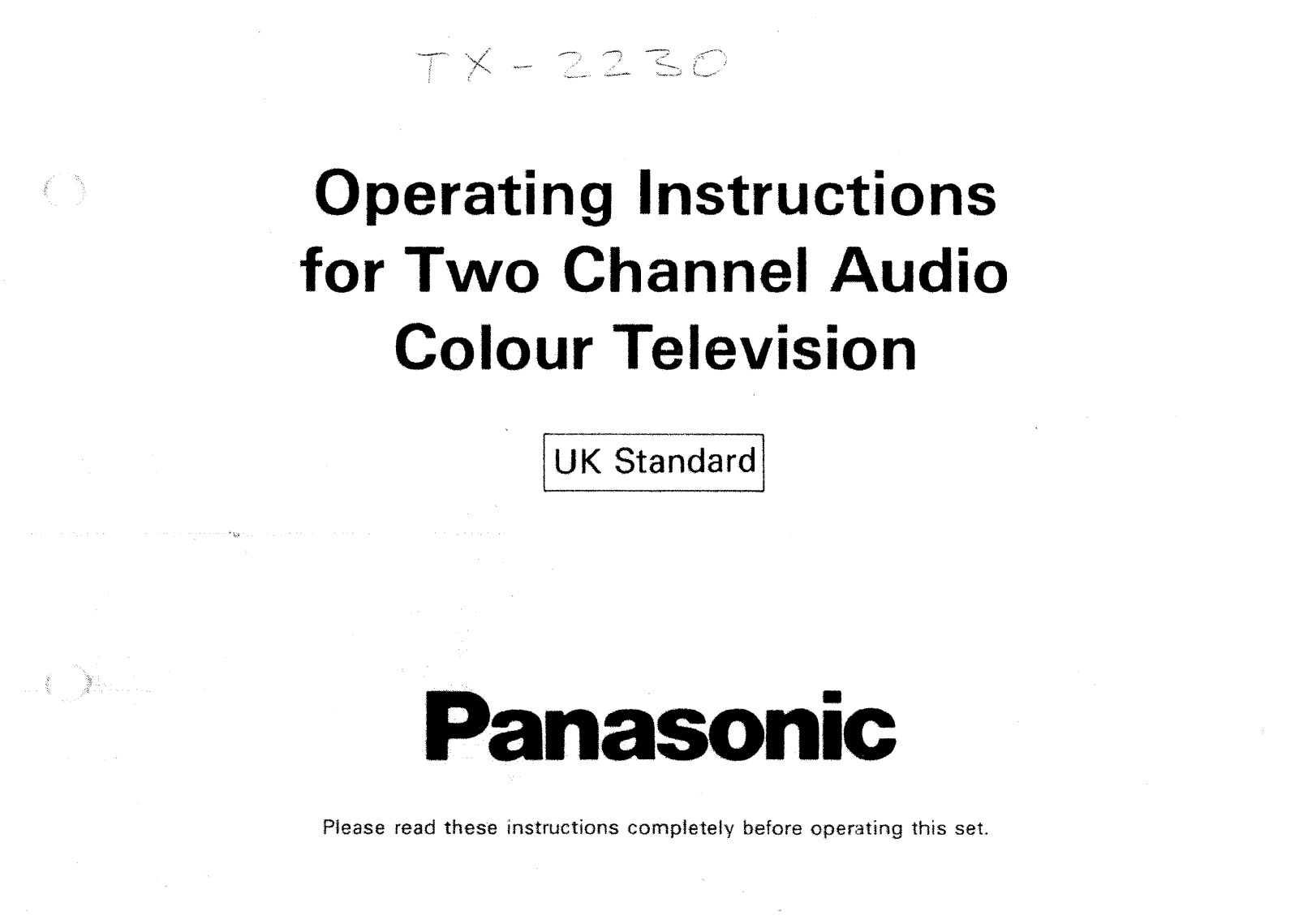 Panasonic TX-2230 User Manual