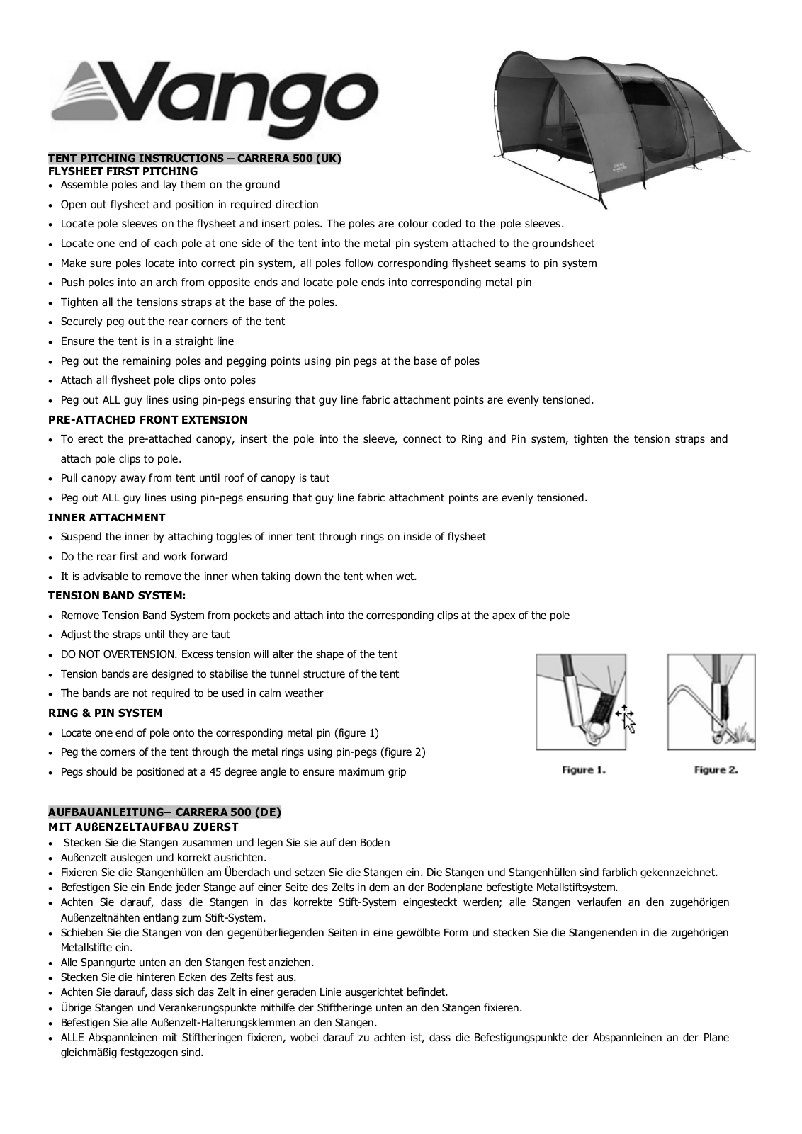 Vango Carrera 500 User Manual