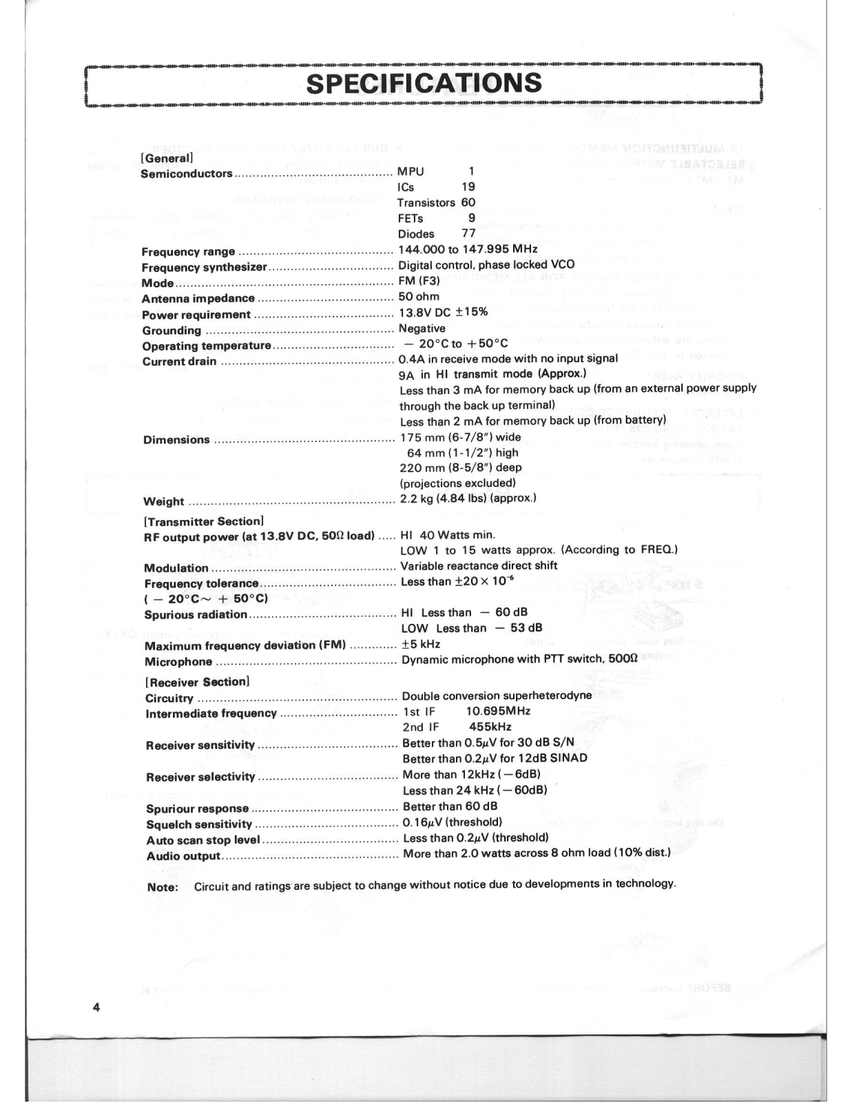 Kenwood TR-7850 User Manual